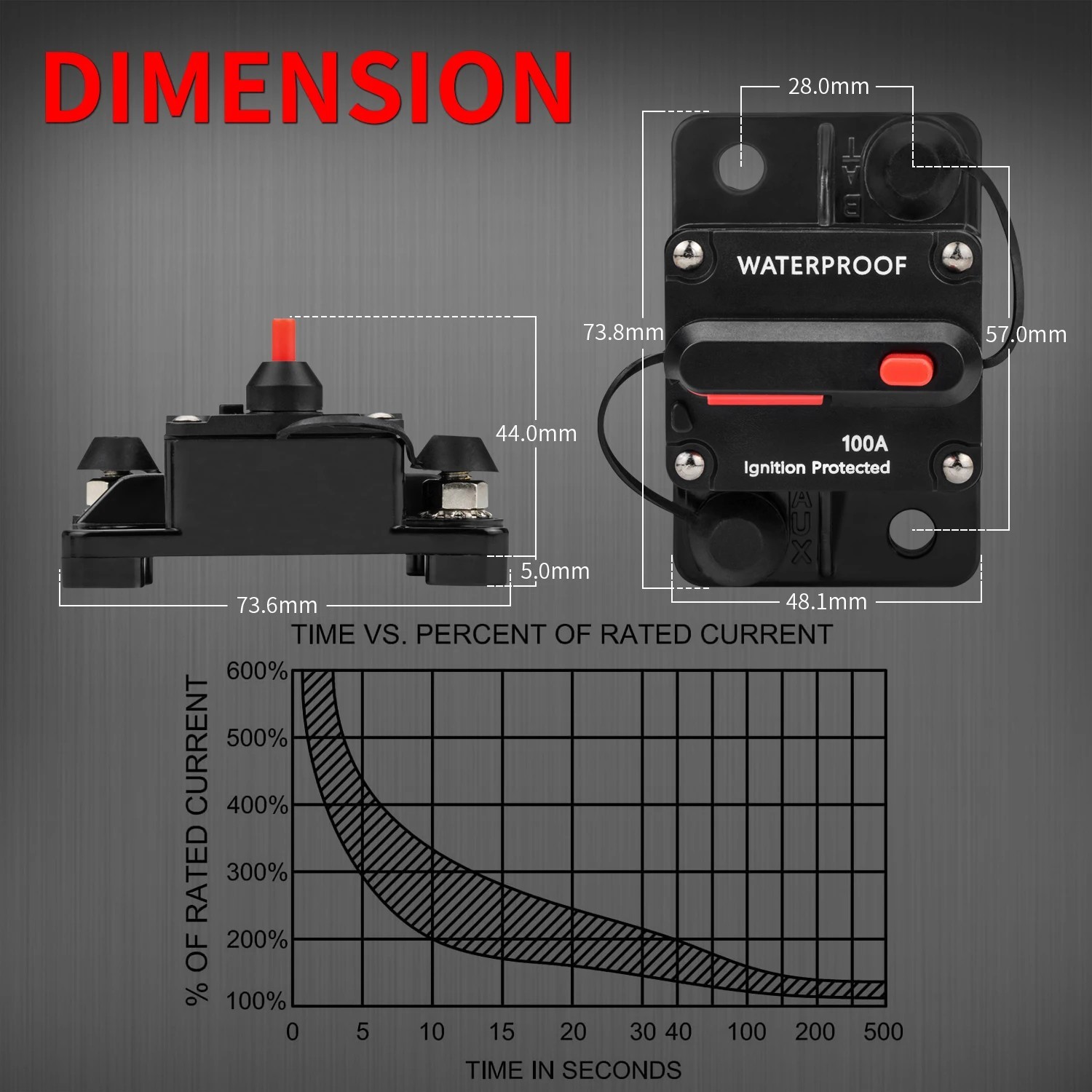 30A-300A Amp Circuit Breaker Audio Fuse 12V-48V DC Car Boat Manual Reset Switch
