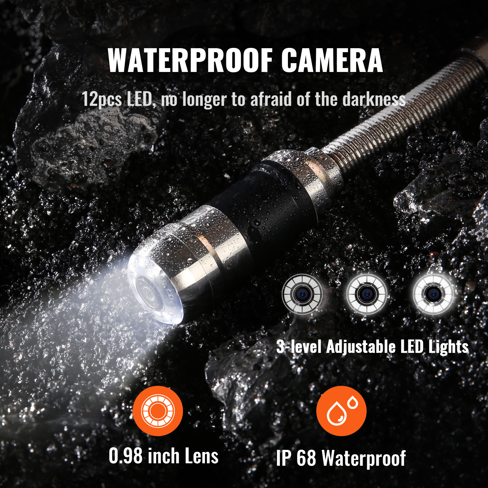 7″ 30m/100ft Sewer Camera Pipe Inspection Camera 1000TVL 512Hz Locator