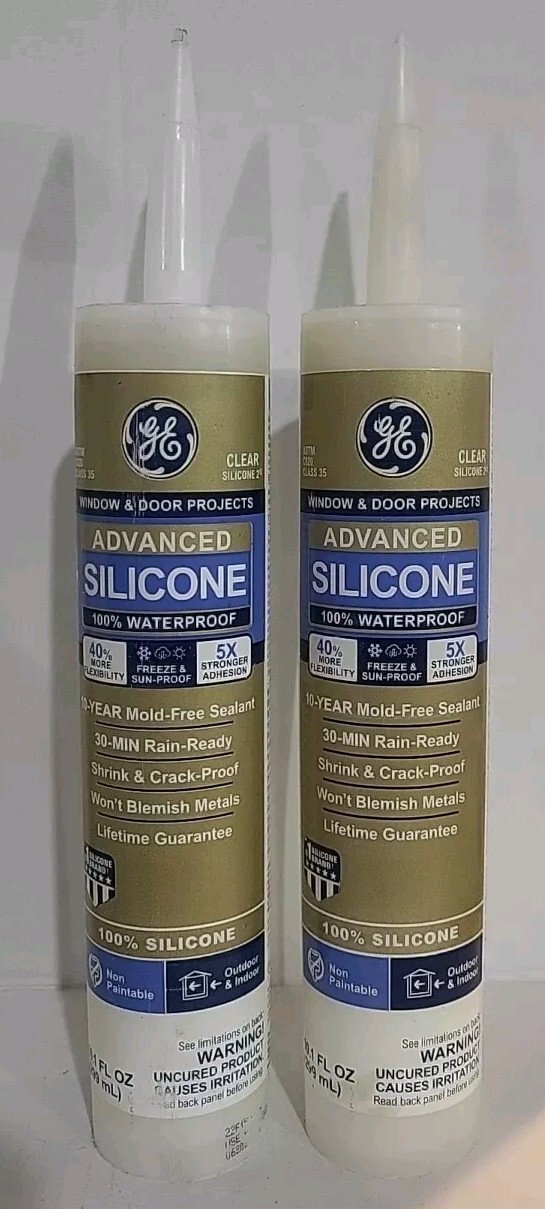 2 GE General Electric Advanced 100% Waterproof Silicone Clear Windows Doors 10.1