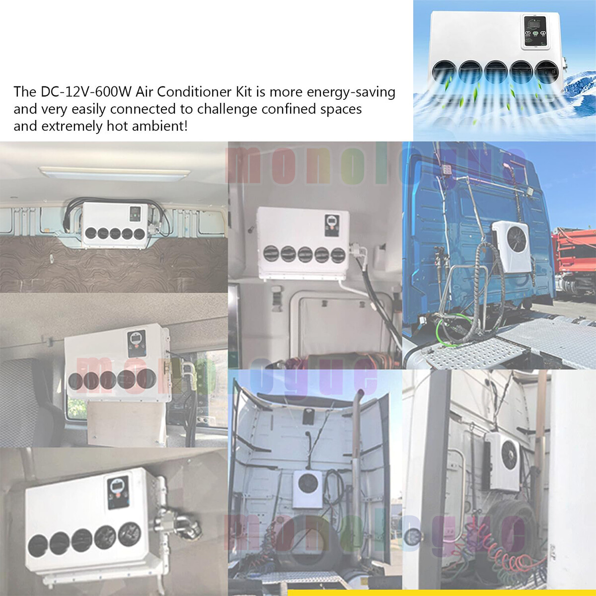 12V Truck Air Conditioner 12000 BTU Car Cab RV AC Unit Fit Bus Caravan Cooling