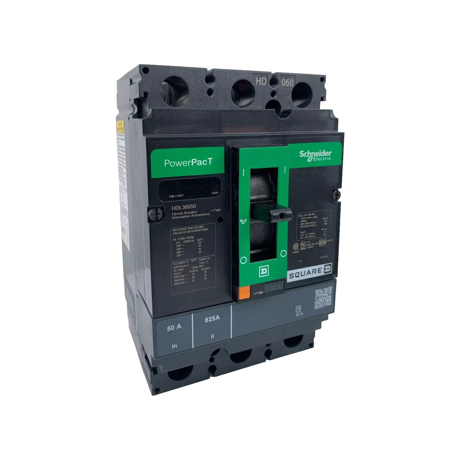 NIB – Square D – HDL36050 – 50A, 3-Pole, 600Vac Powerpact H Circuit Breaker