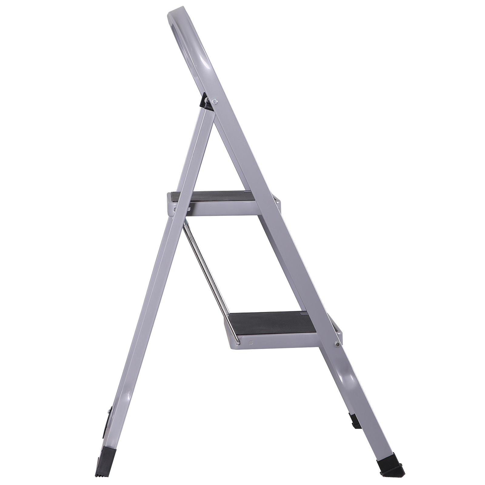 2 Step Ladder w/Anti-Slip Pedal Convenient Handgrip for Home Daily Use Gray
