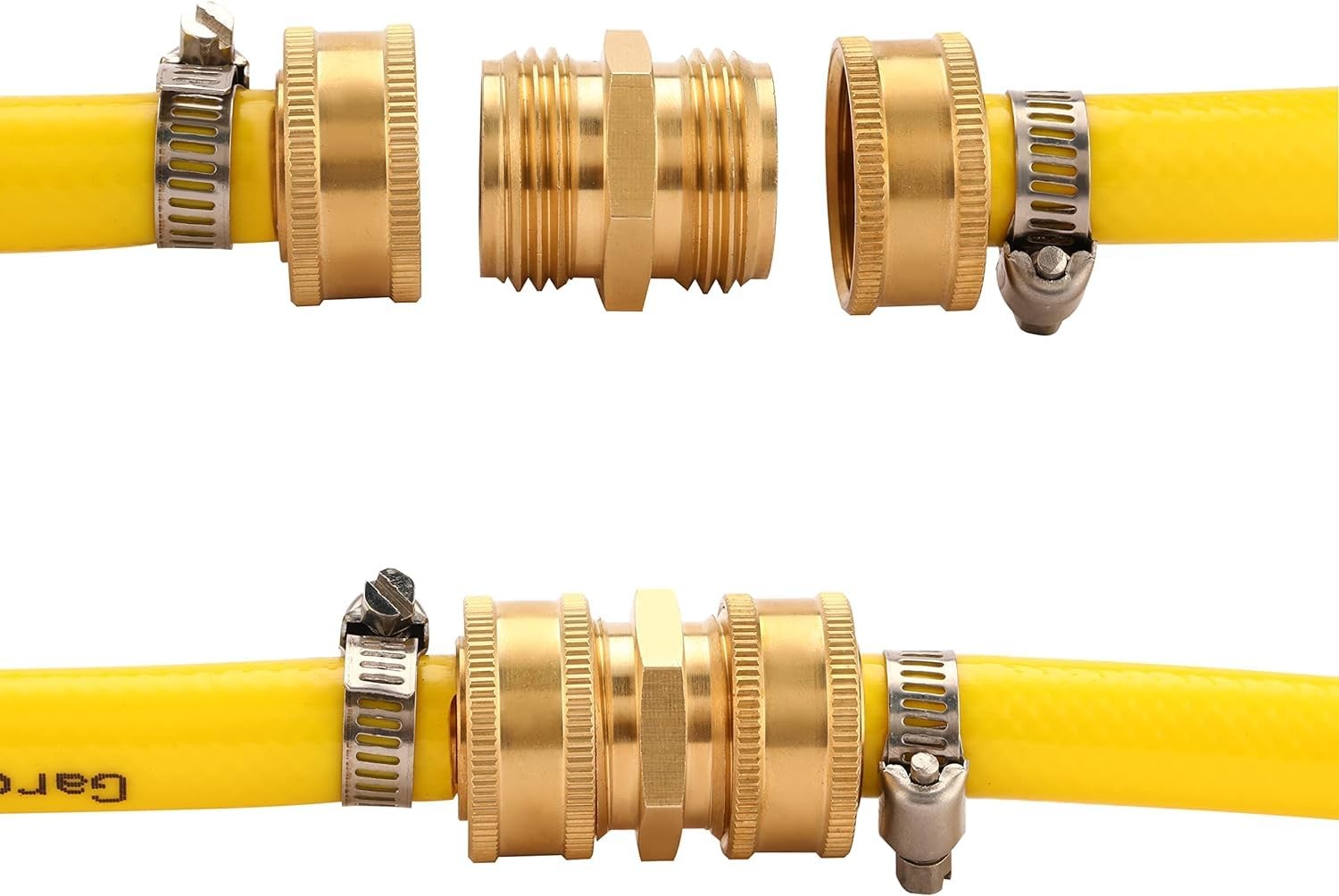 2 Pack 3/4 Inch Brass Garden Hose Adapter Male to Double Male(2 Pack),