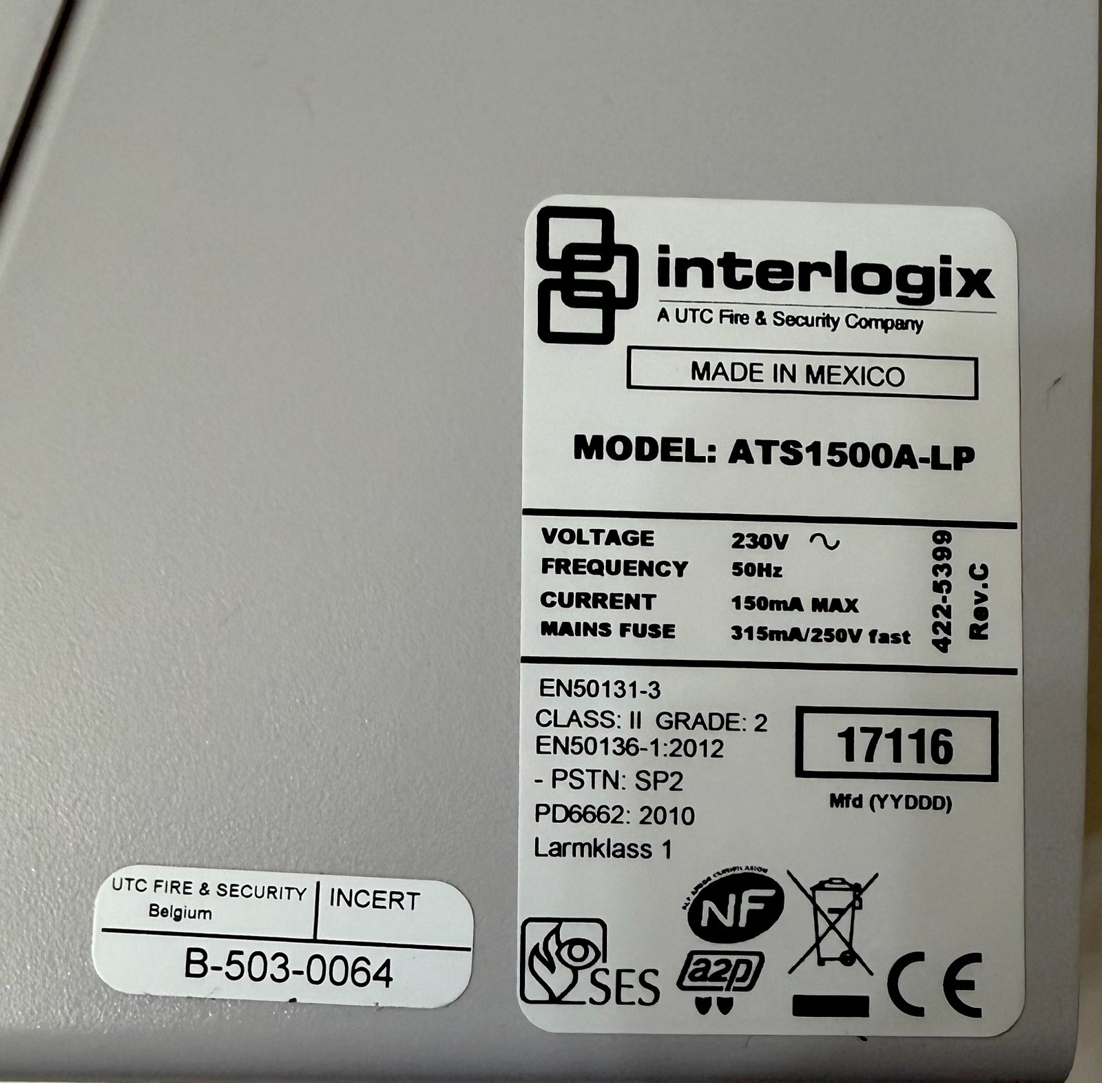 Interlogix Aritech ATS1500A-LP Advisor Advanced Hybrid Security Panel