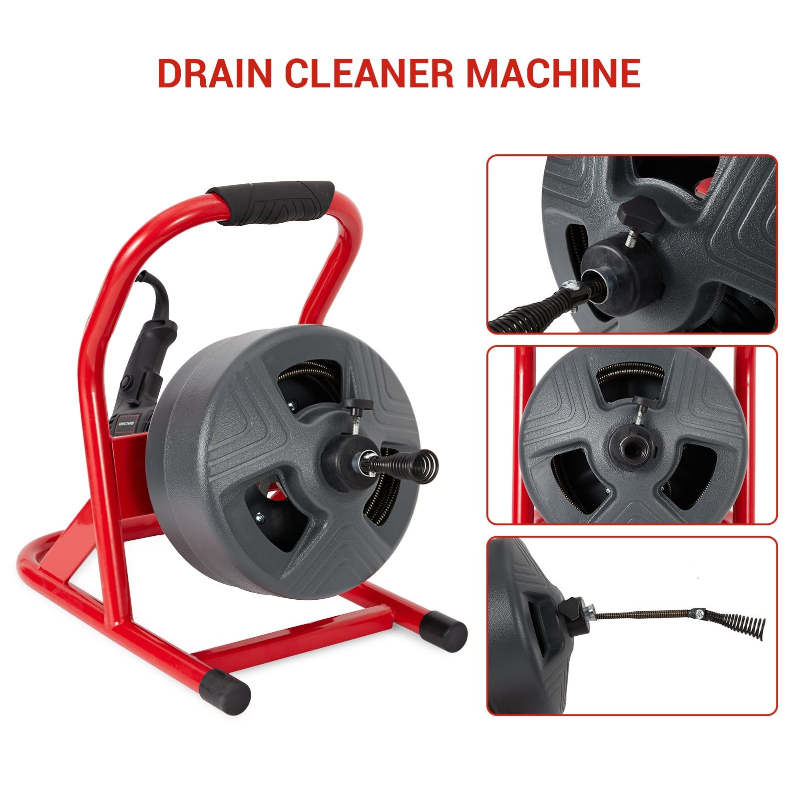 50Ft x 5/16 Inch Drain Cleaner Machine, Electric Drain Auger Cleaner Sewer Snake