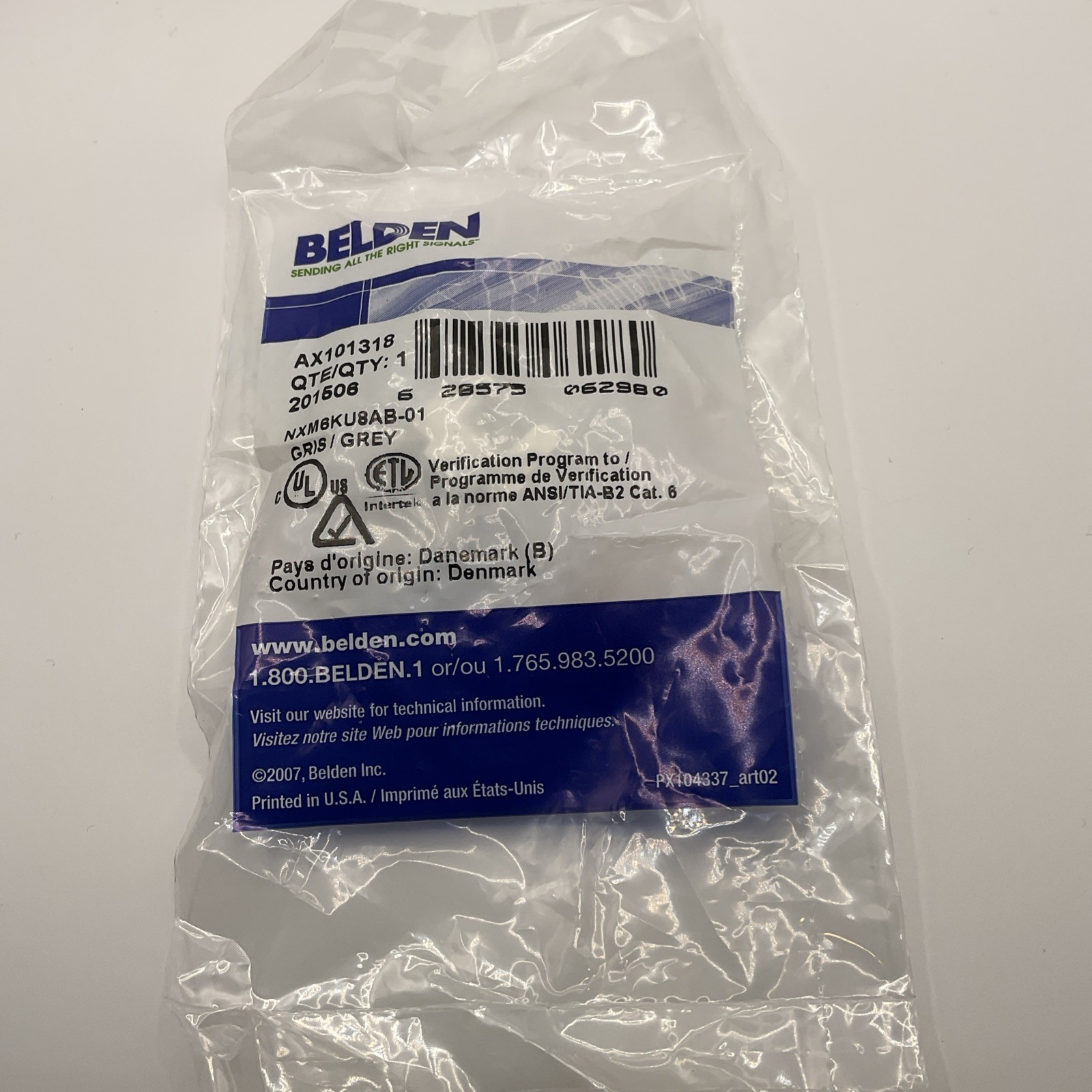 Belden AX101318 Cat6+ KeyConnect Modular Jack RJ45 Grey Keystone Ethernet