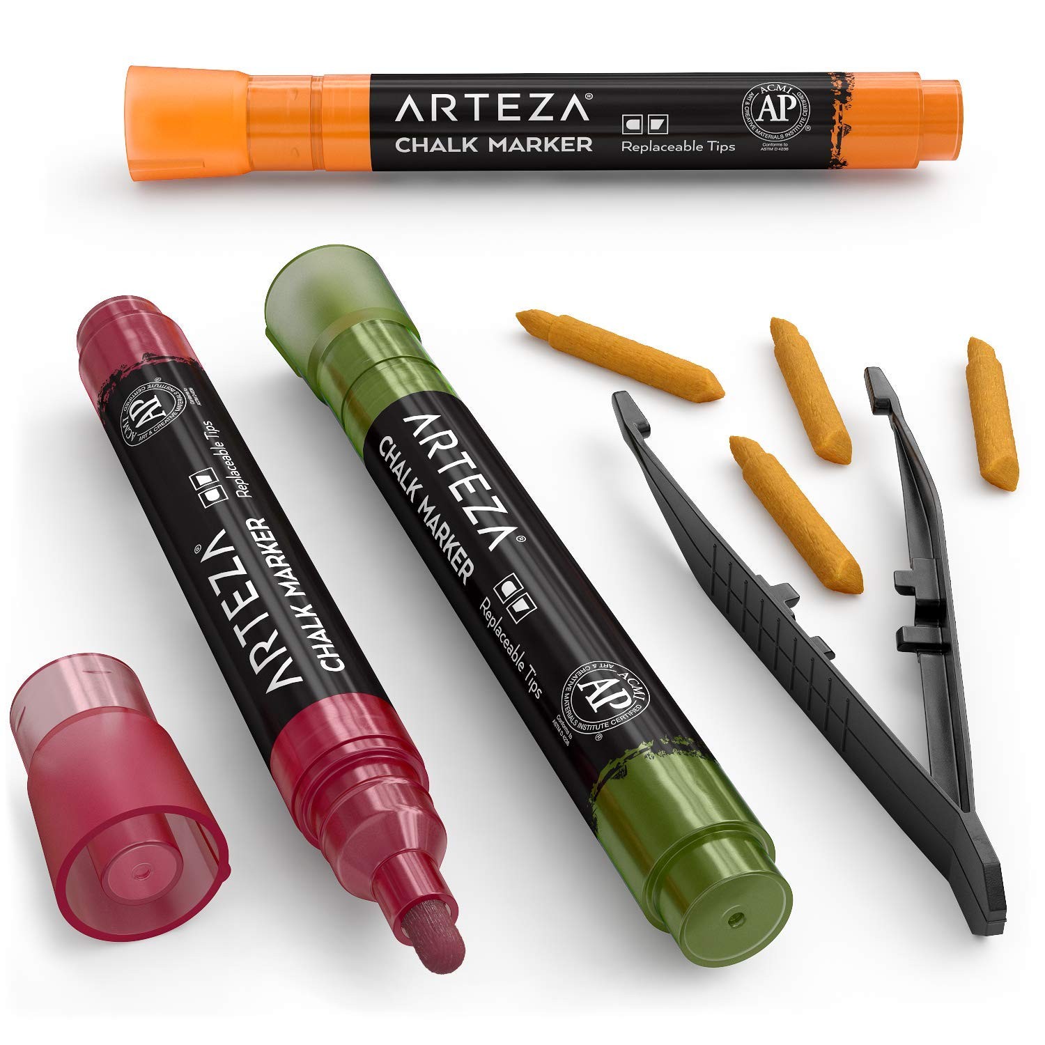 ARTEZA Pastel Liquid Chalk Markers, Set of 16, Tweezers, Office Product