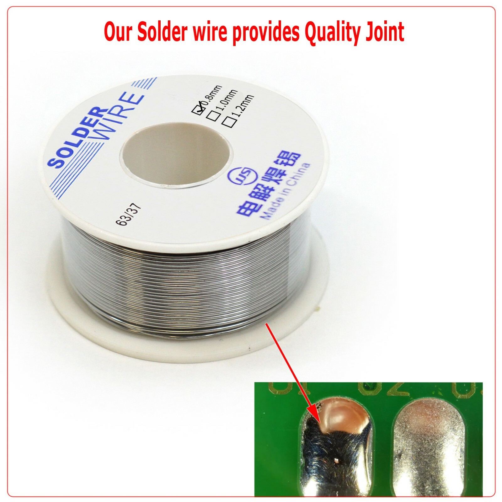63/37 Lead Free Rosin Core Solder 0.8mm Diameter Soldering Flux Wire 100g