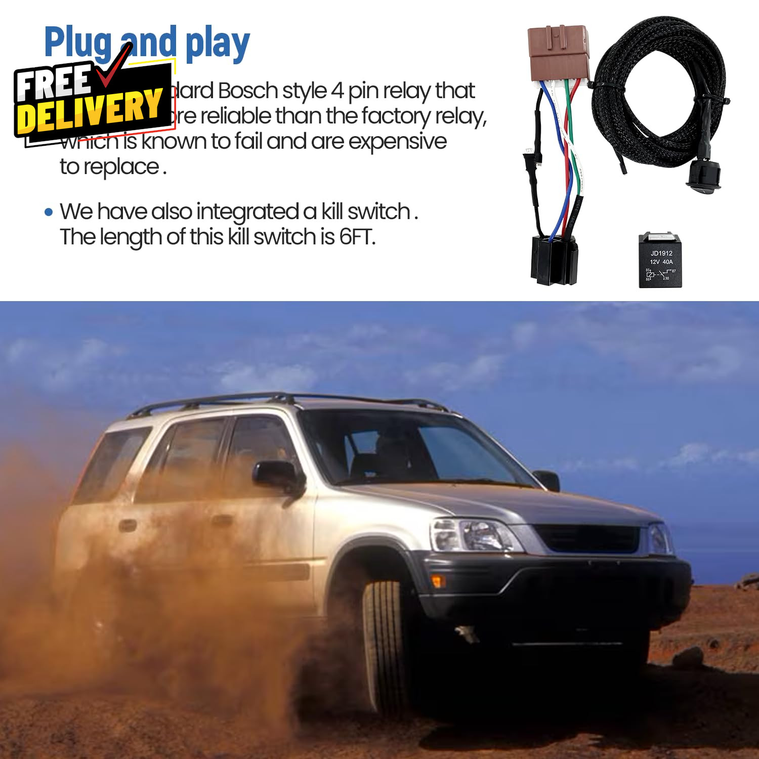 Main Relay Conversion Kit with Kill Switch Fit for Honda Civic 1992-2001 CRV 1..