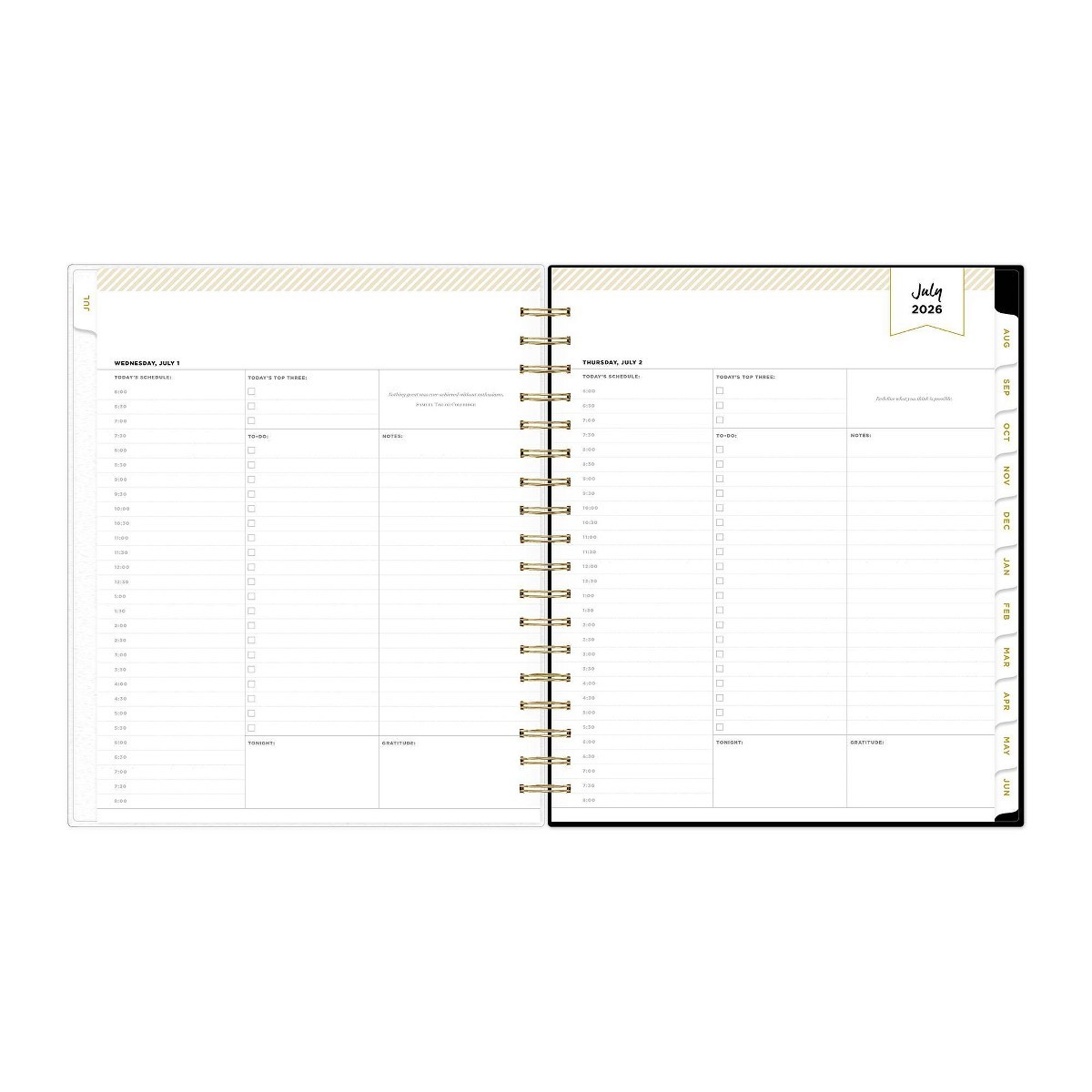 Day Designer 8″x10″2026-2027 Planner Rugby Stripe Black Frosted 27 Daily/Monthly