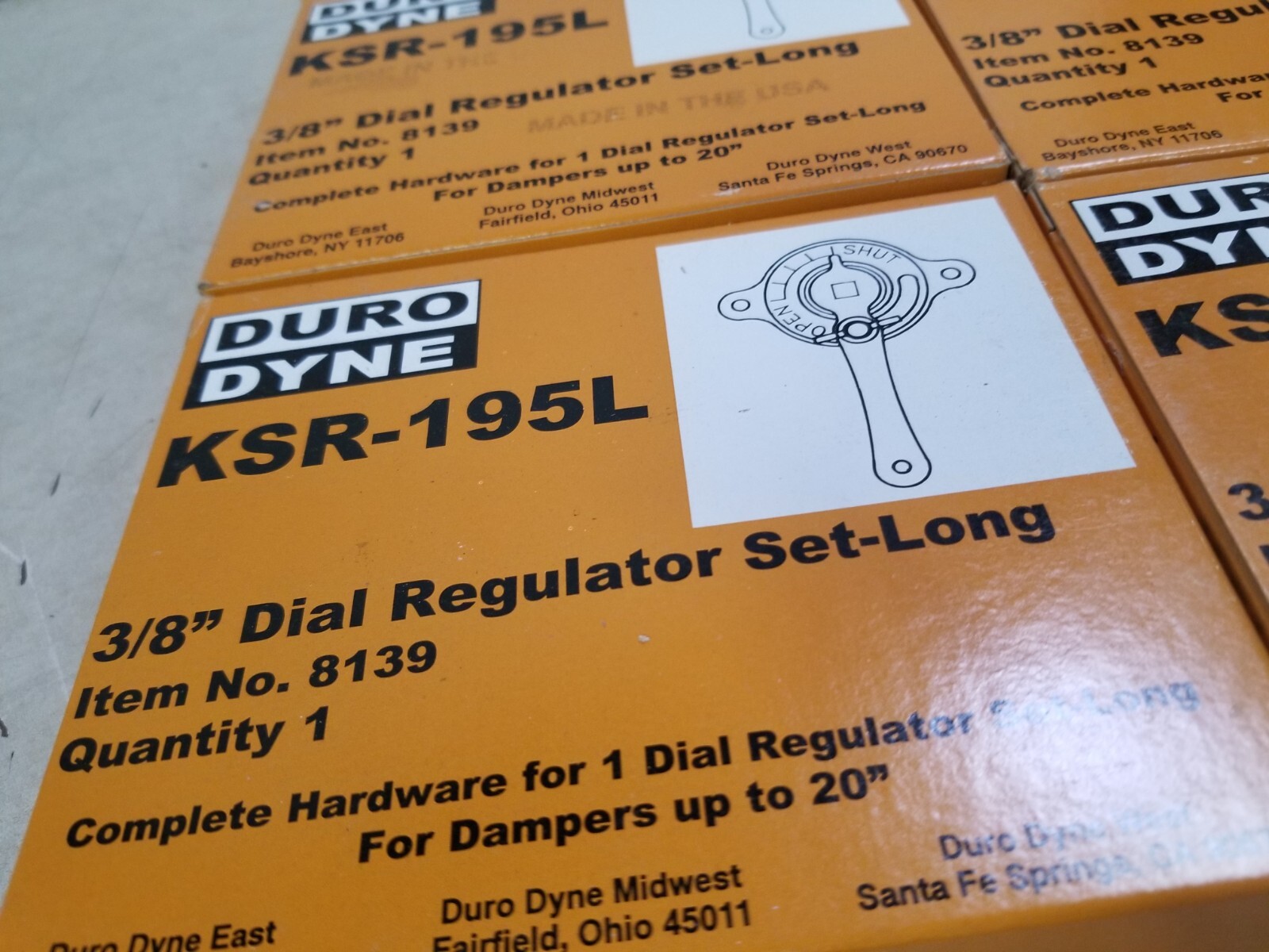 Lot of 4 – Duro Dyne 3/8″ Dial Regulator Set & End Bearing KSR195L / 8139