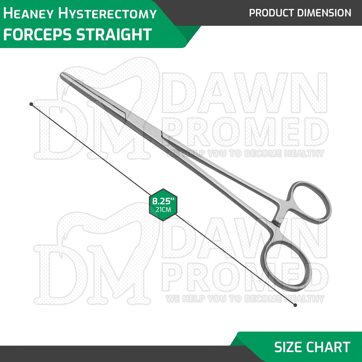 Heaney Hysterectomy Forceps Straight 8.5″ Single Tooth OB/GYN Inst German Grade