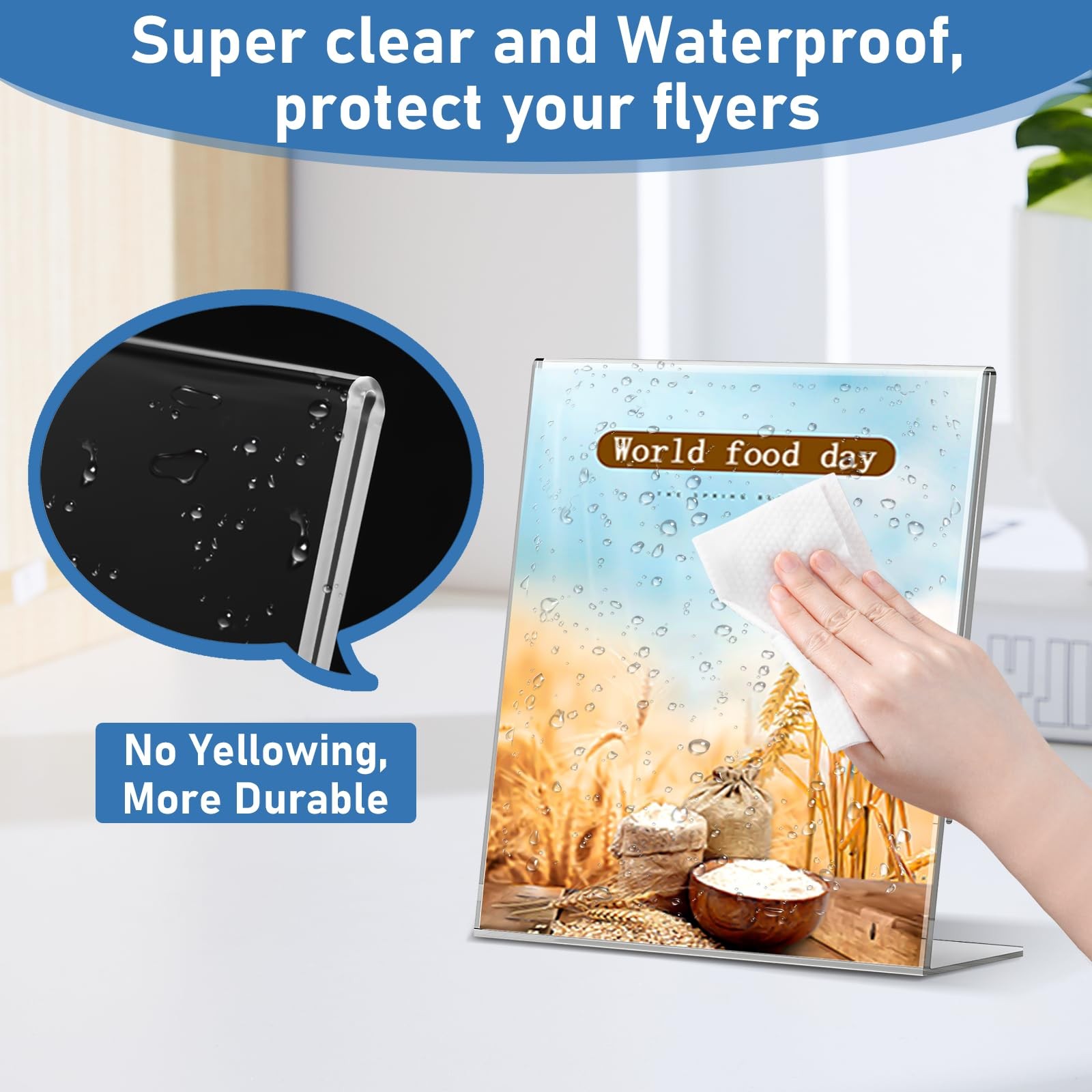 Acrylic Sign Holder 5×7 Inches, 13 Pack Clear Plastic Table Flyer Display Sta…