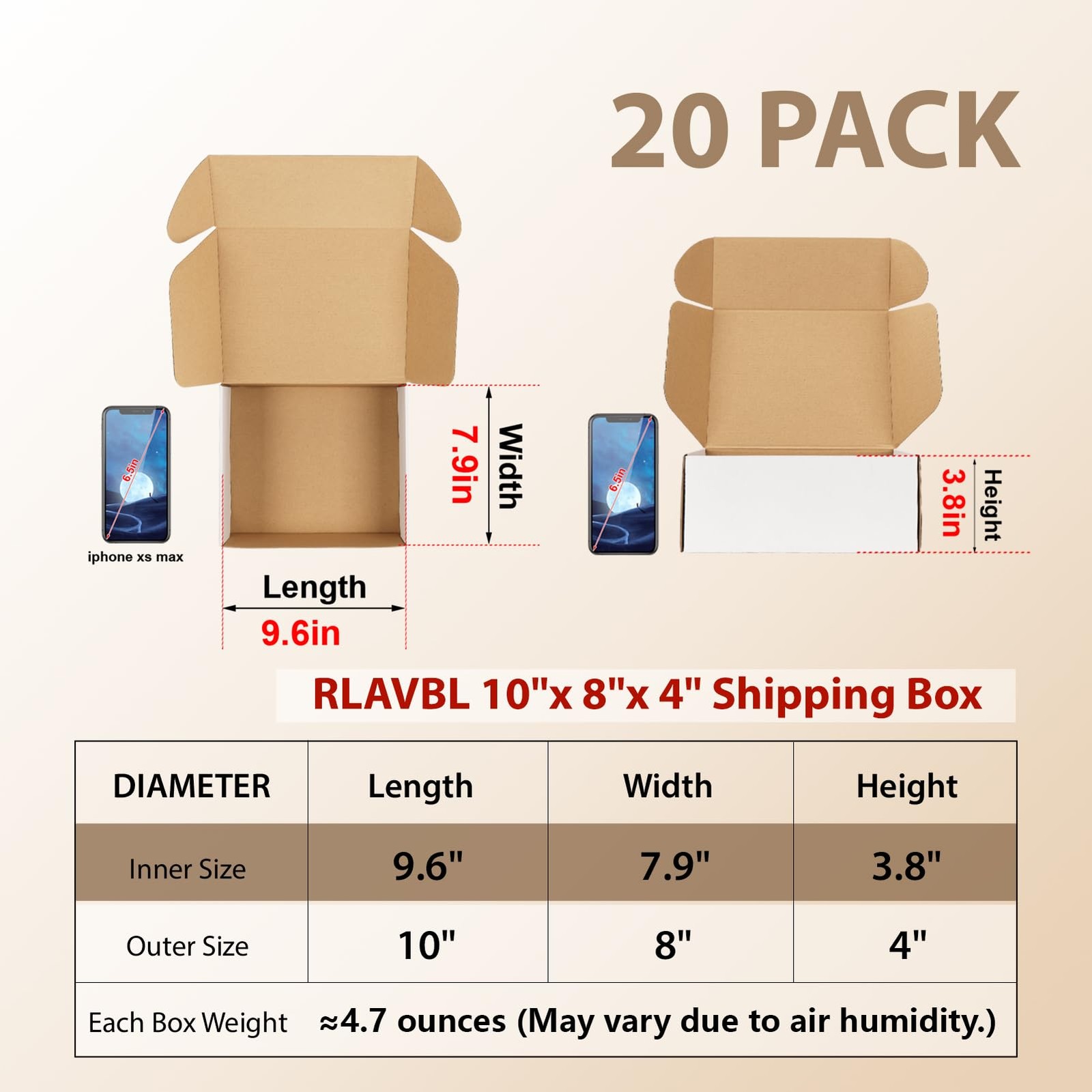 10x8x4 Inches Shipping Boxes Set of 20, White Small Corrugated Cardboard Box,…