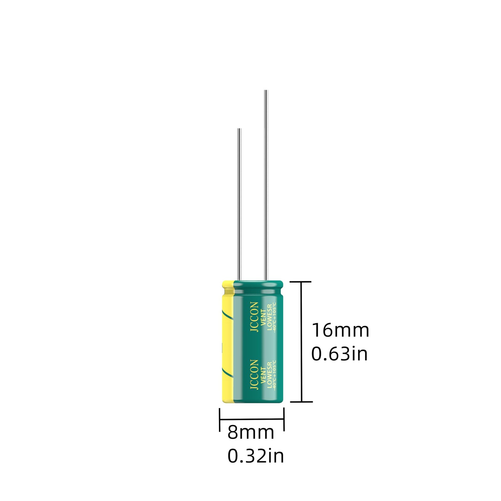 10-Pack 16V 1000uF Low ESR Electrolytic Capacitors 8x16mm (0.32×0.63in)