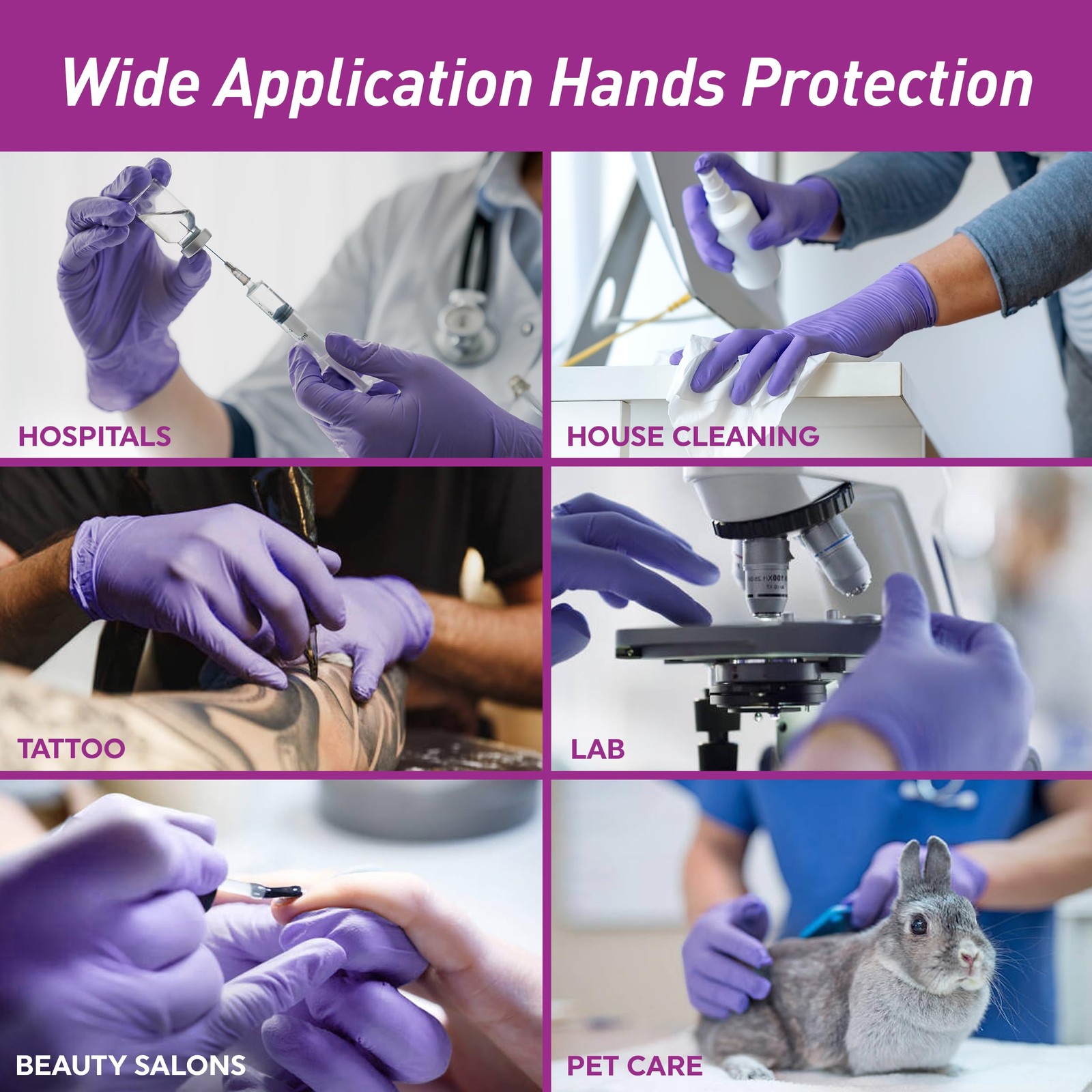 Med Pride Powder-Free Nitrile Exam Gloves Iris Blue Medium Box/100