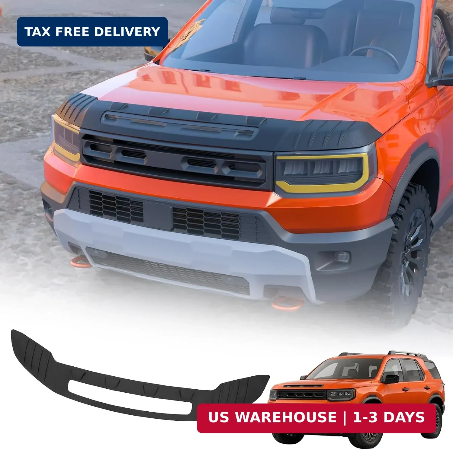 TPE Hood Protector Compatible with 2026 Honda Passport 4th Gen | Matte Black Fle