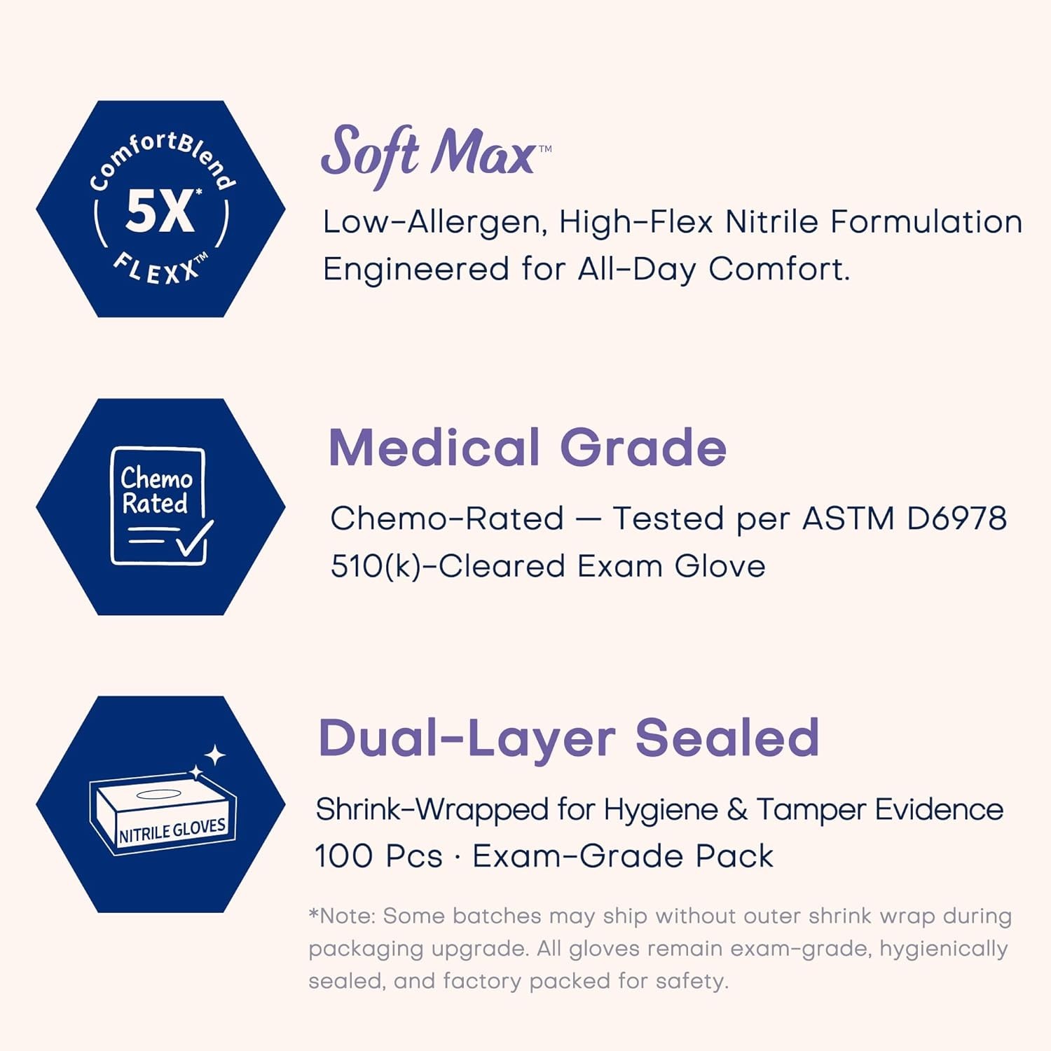 Durable Soft Max Nitrile Gloves – 100 Ct, Perfect for Medical & Cleaning Use
