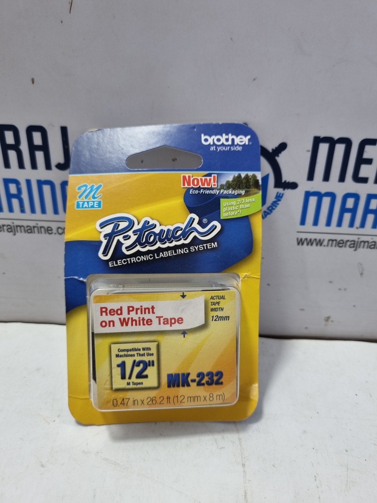 Brother MK-232 Red On White Print Tape 1/2″ 0.47 inx26.2ft (12mmx8m) LOT 3 PCS