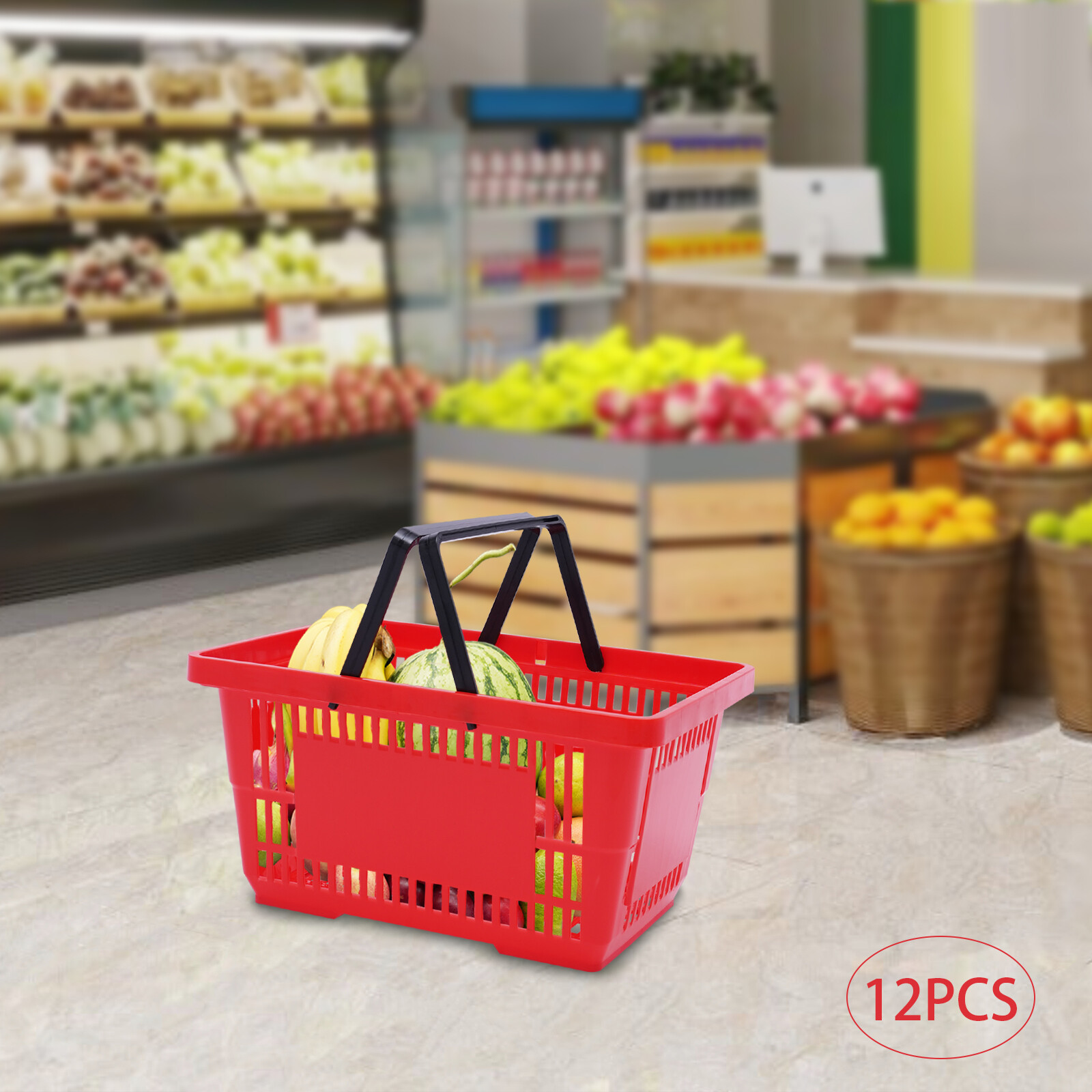 12 Handle Baskets Handheld Retail Store Shopping Grocery 18L 22lbs load-bearing