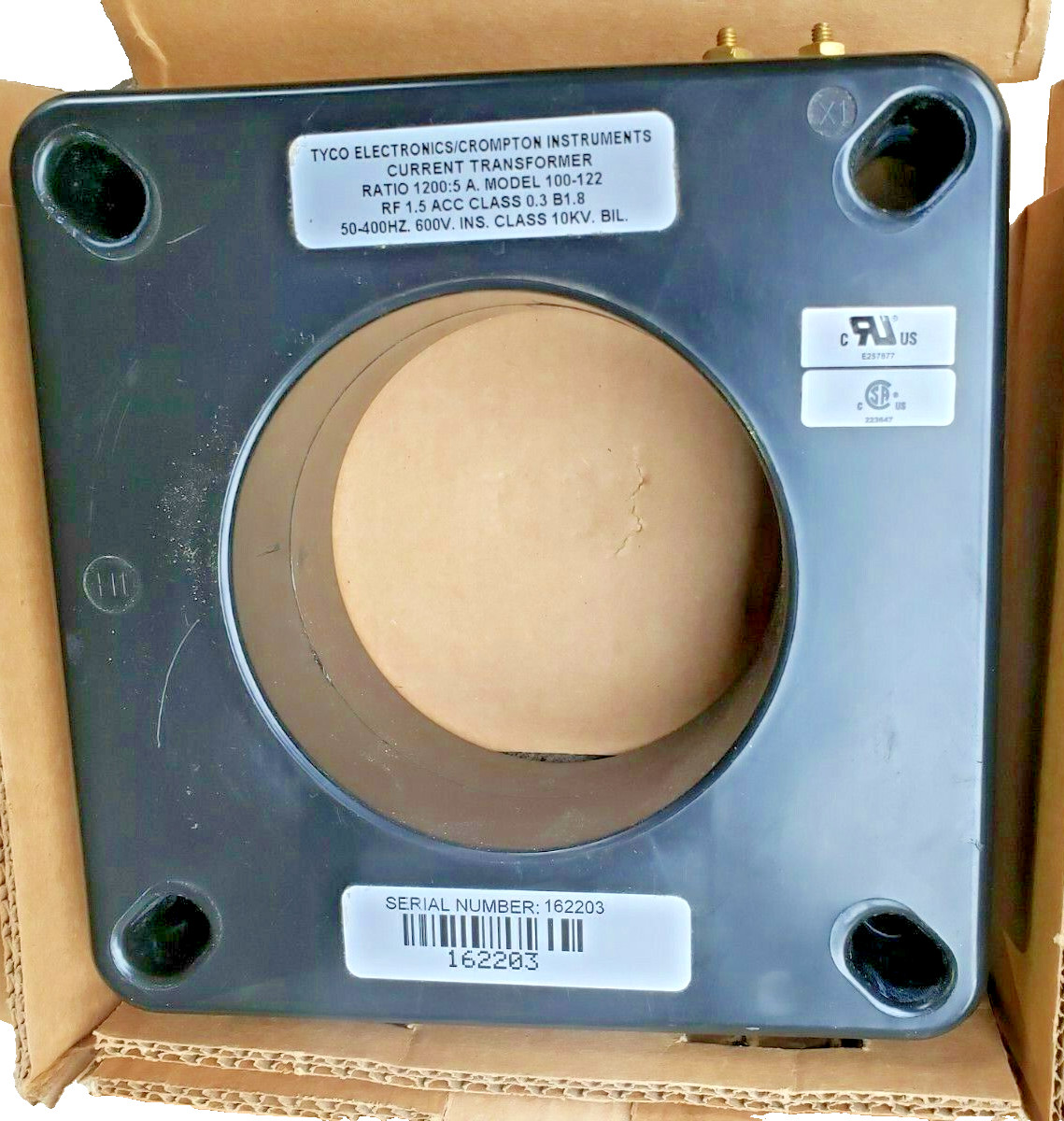 TYCO 100-122, 100122 Ratio 1200:5 A CURRENT TRANSFORMER 10KV. BIL. (Brand New)