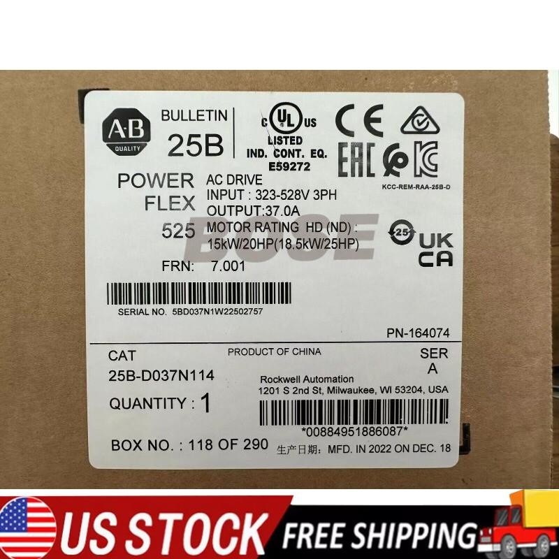 25B-D037N114 Allen Bradley PowerFlex 525 AC Drive NEW Factory Sealed US Free Tax