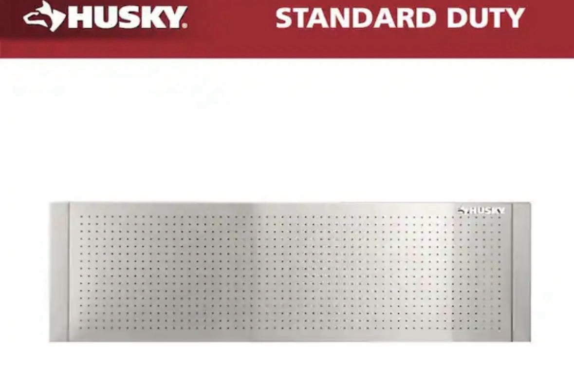 Husky 52 in. W to 72 in. W Stainless Steel Adjustable Pegboard