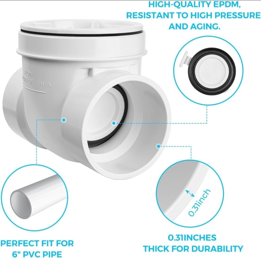 Cinsda 6″ Inch PVC Backwater Valve New