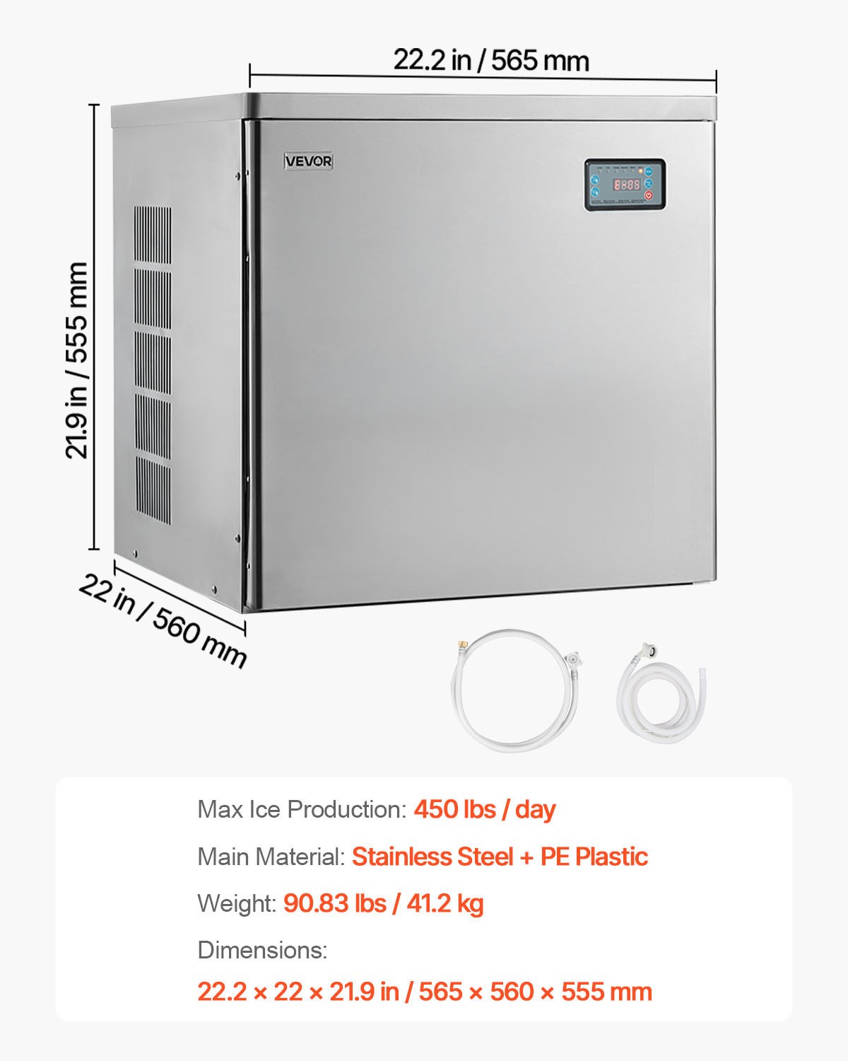 VEVOR Commercial Ice Maker Machine – Head 450 lbs/Day Self-Cleaning Ice Maker