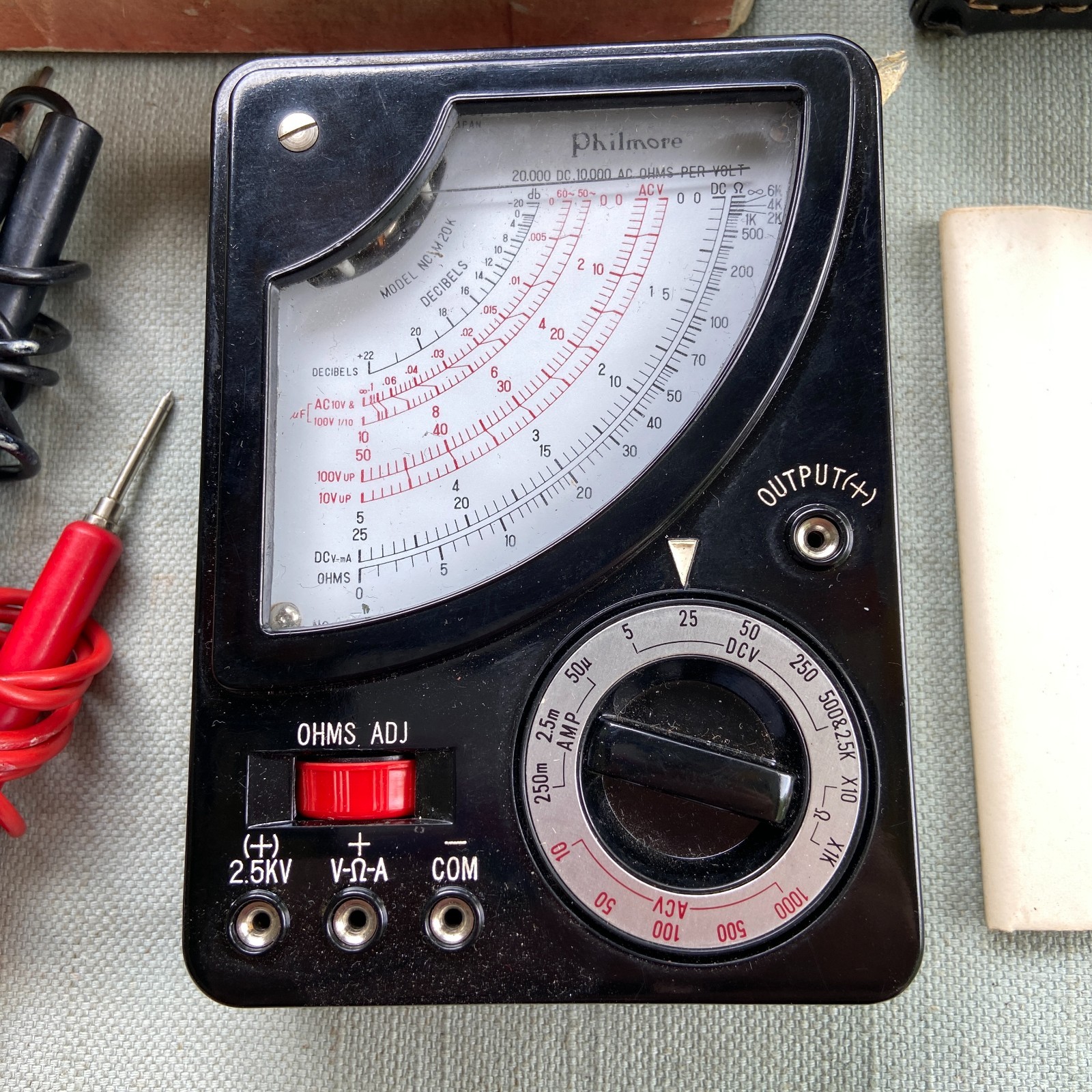 Philmore M20K Multitester 20,000 Ohms Made Japan Inwood NY Parts Box Manual VTG