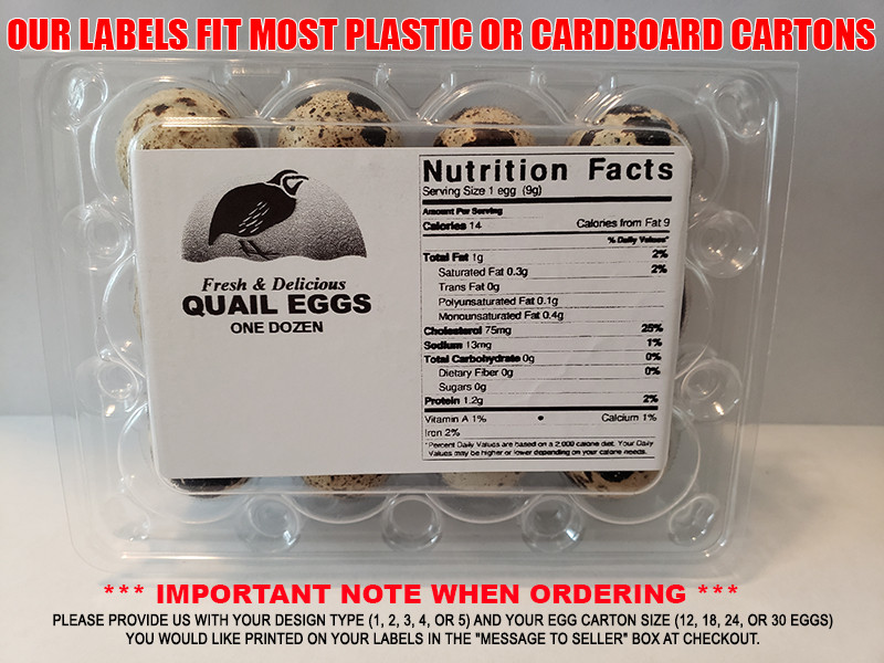 QUAIL EGG CARTON LABELS 25/LABELS (CARTON NOT INCLUDED)