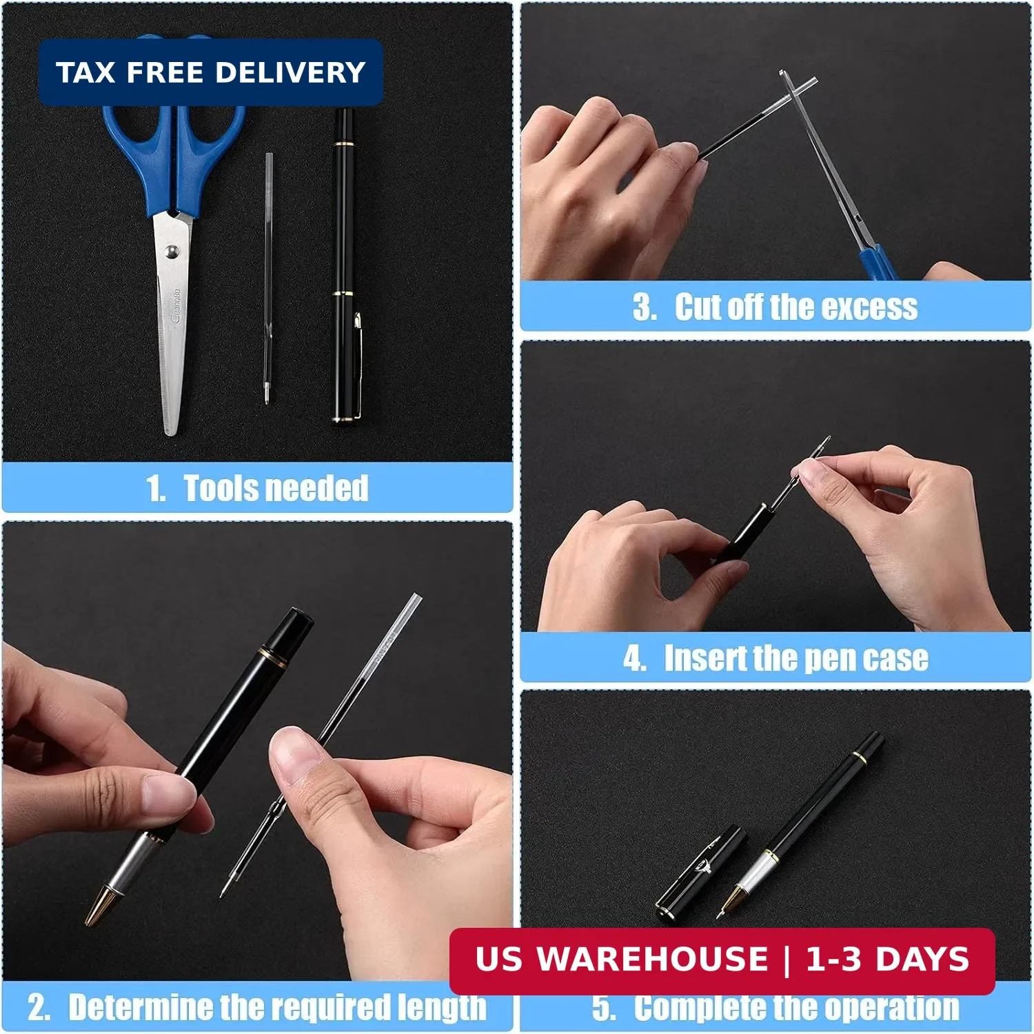30 Pieces Ink Pen, Ballpoint Pen Refills Replacement Ballpoint Black for Retr…