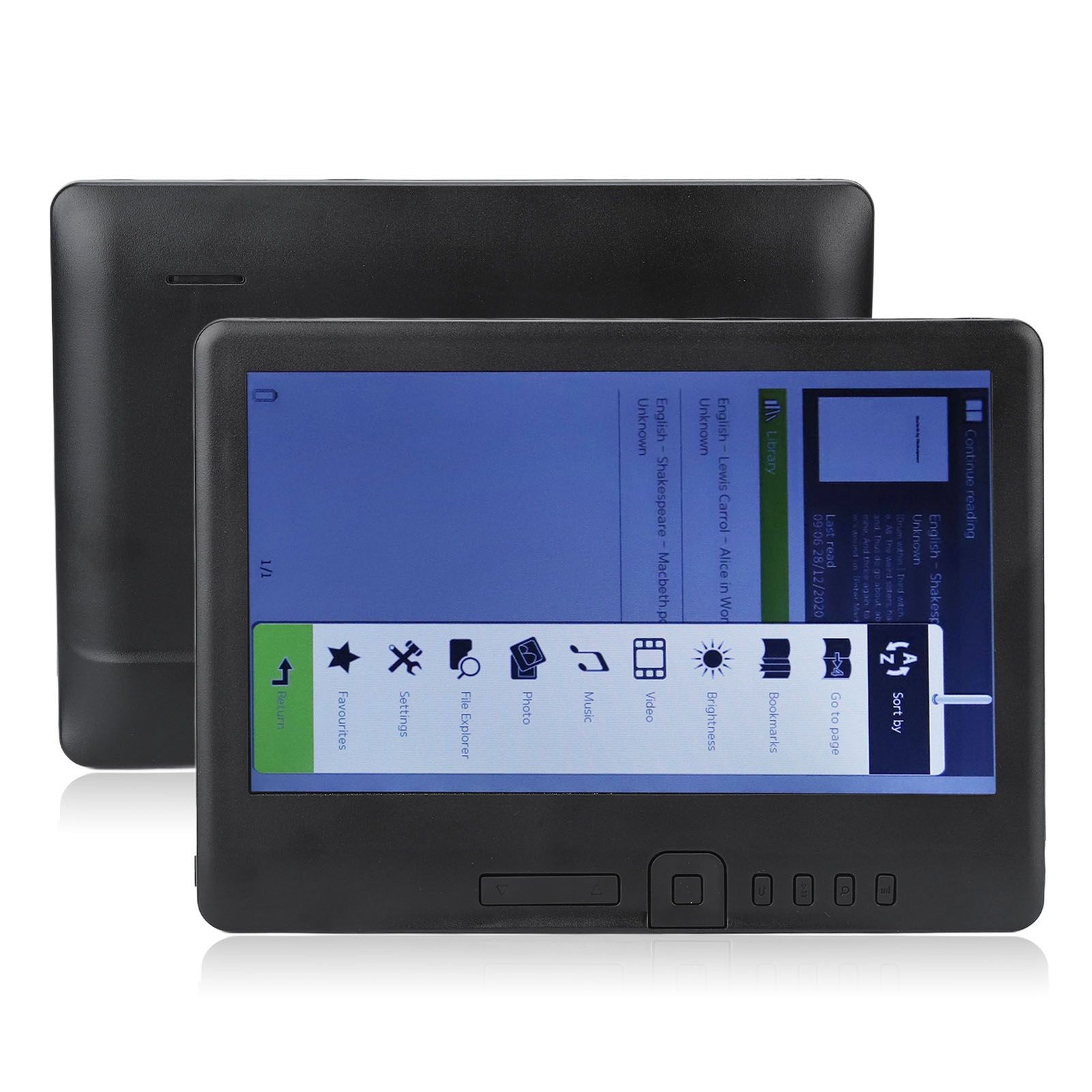 E Reader 7in Color TFT LCD 16:9 Screen HD 800×480 380MHz Black Protective Case