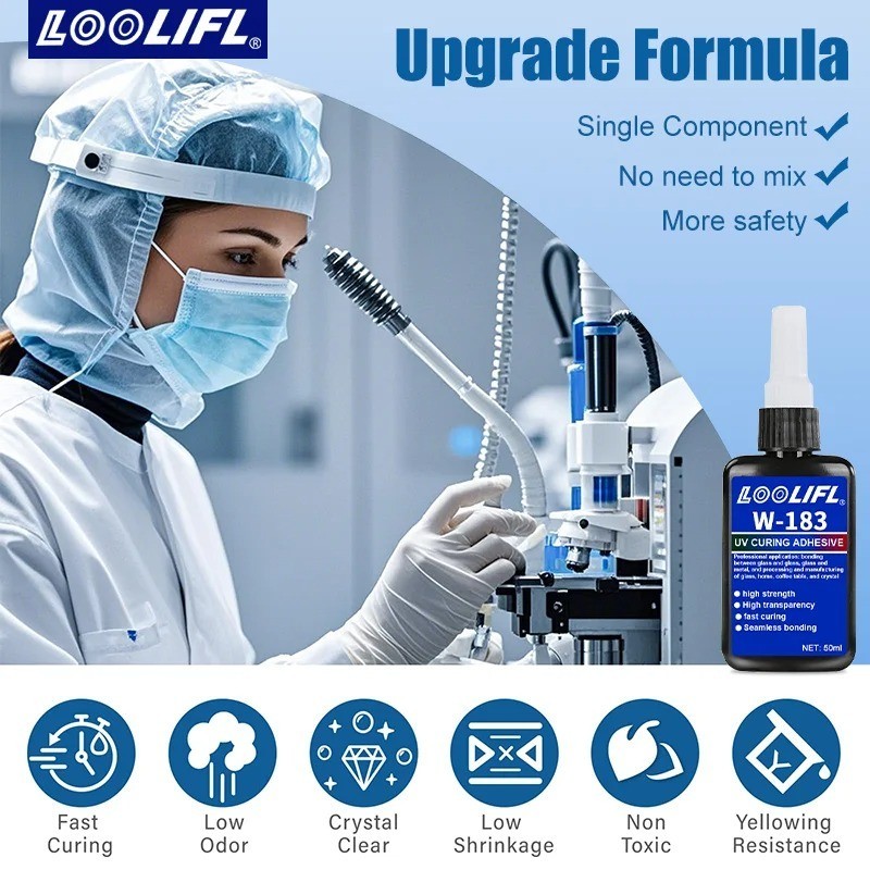 50ml 1pcs UV Glue Kit with UV Lamp Clear Waterproof Fast Cure DIY Craft Adhesive