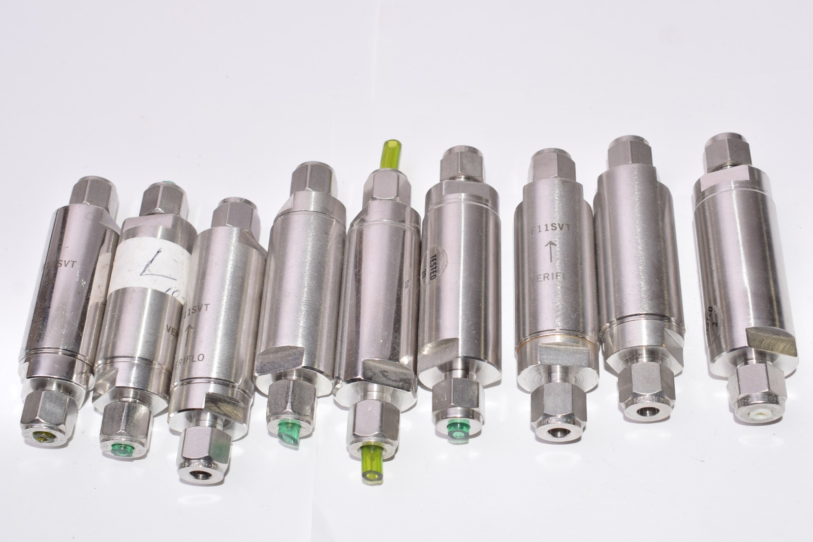 Lot of 9 Ultratech Stepper, Parker Veriflo, Model: F11SVT Air Filter Pressure Va