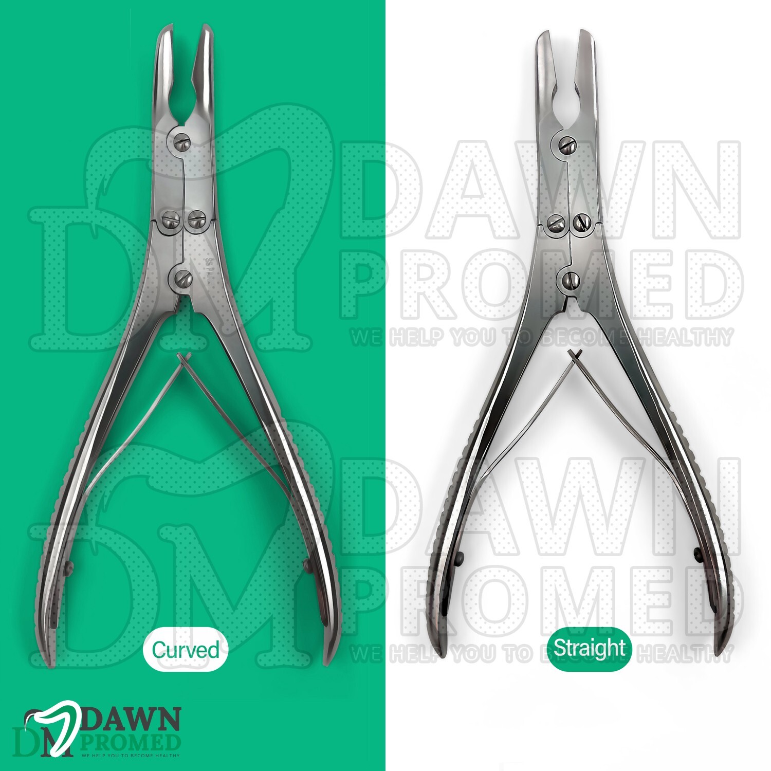 2 Pcs Ruskin Bone Rongeur Straight & Curved Set 3mm Bite 6″ Orthopedic German Gr