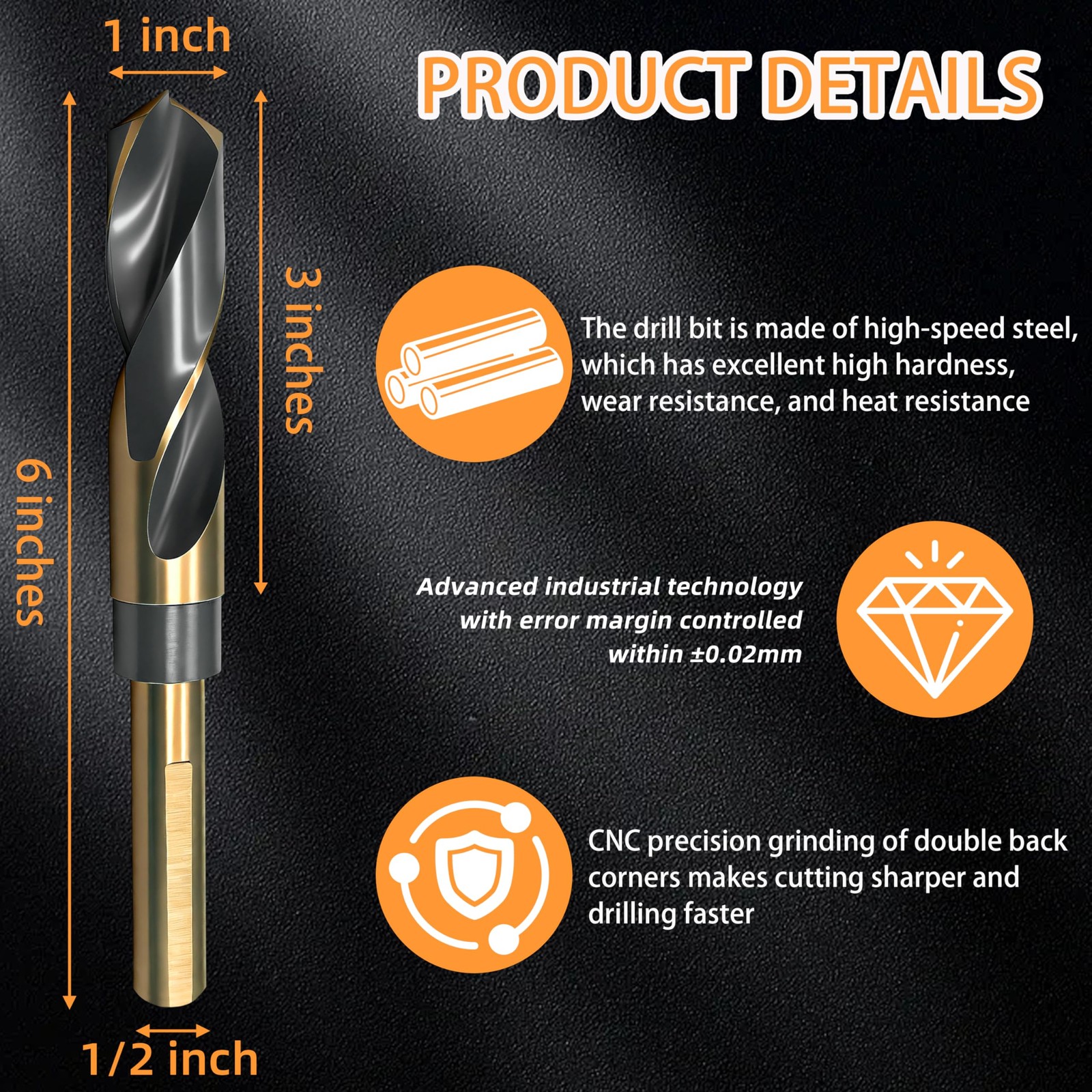 1 Inch Drill Bit,Reduced Shank Bits for Metal Wood and 1