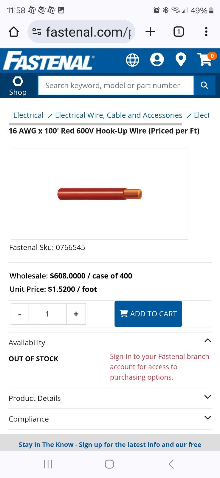 Carol 18410 16awg Stranded Copper PVC HookUp Wire AWM Red 100ft Appliance 600V
