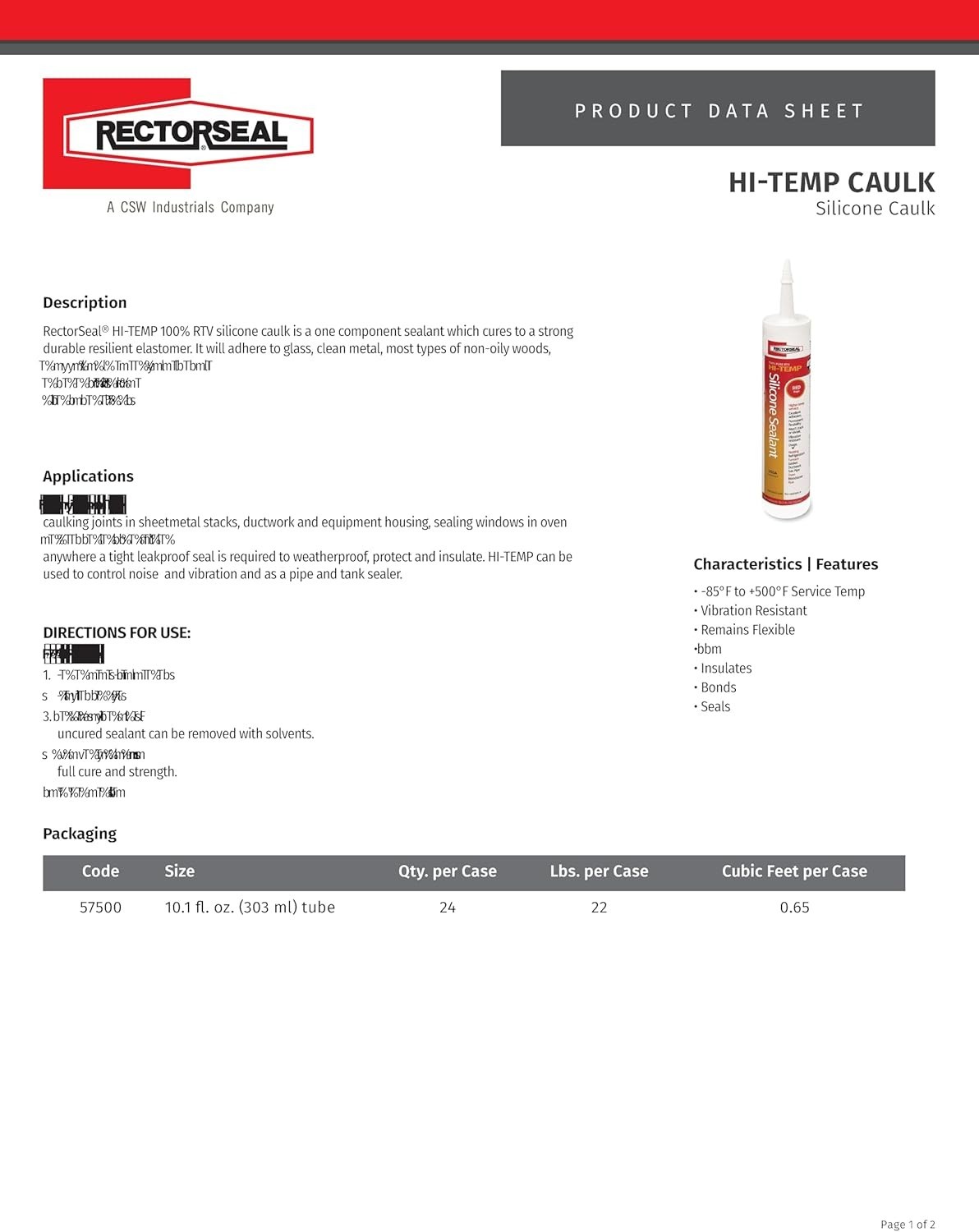 57500 10.1-Ounce Hi-Temp 100-Percent Rtv Silicone Sealant, 24-Piece,