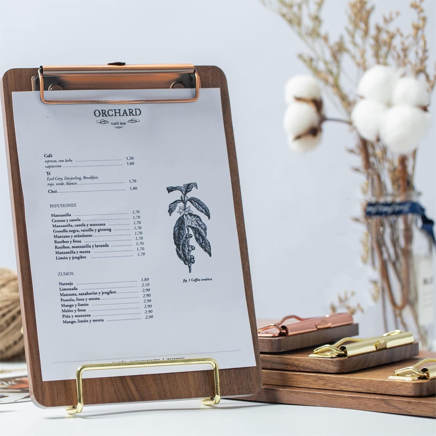Solid Hardwood Walnut Clipboard with Stand Set – Ideal for Menu Display, Receipt
