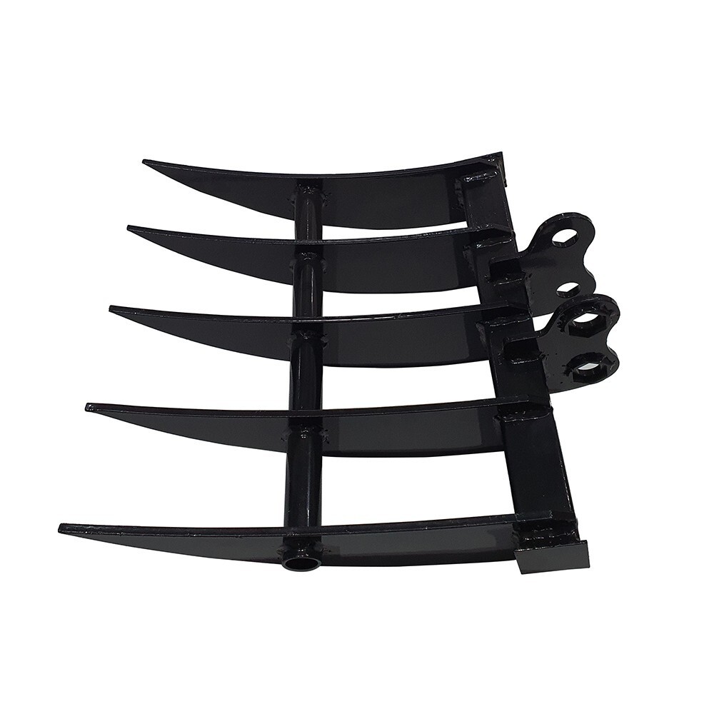 Agrotk 20in Excavator Rake 5 Teeth Attachment Fit for 0.8-1.8 Mini Diggers Black