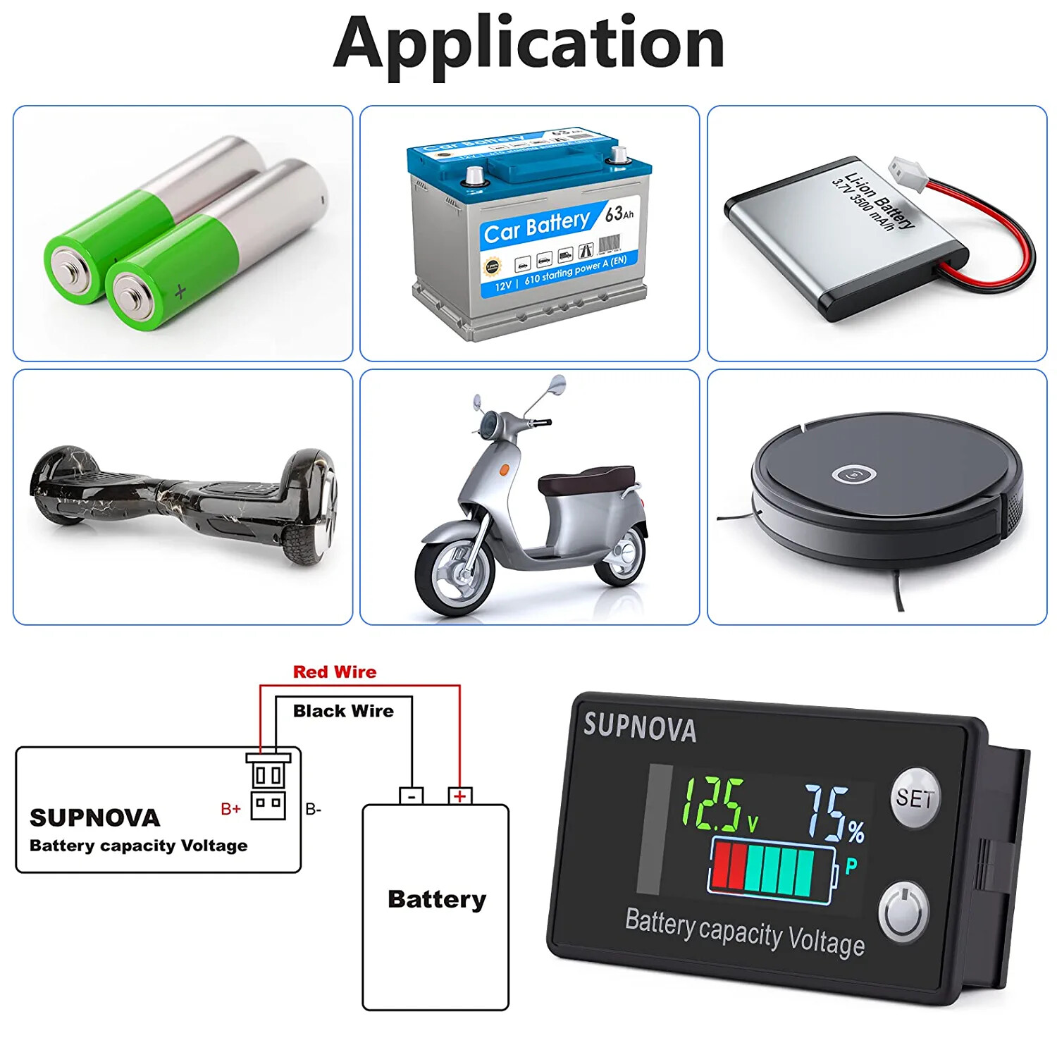 2x12v 24v 36v 48v 60v 72v Battery Monitor,Car Golf cart Battery Indicator Meter