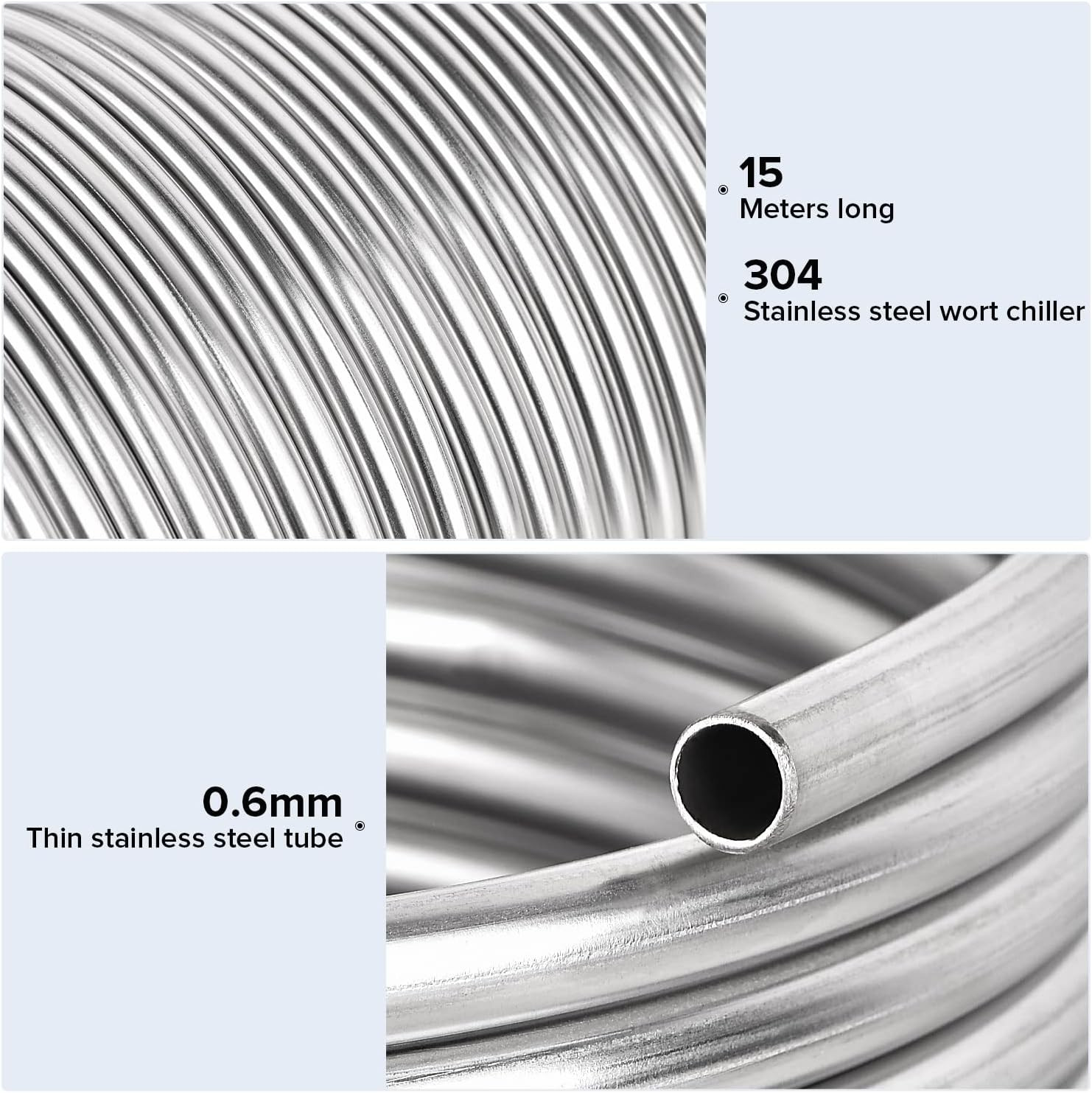 3/8″ X 50Ft 304 Stainless Steel Tubing Coil, Immerson Tubing Coil for Ice Bath W