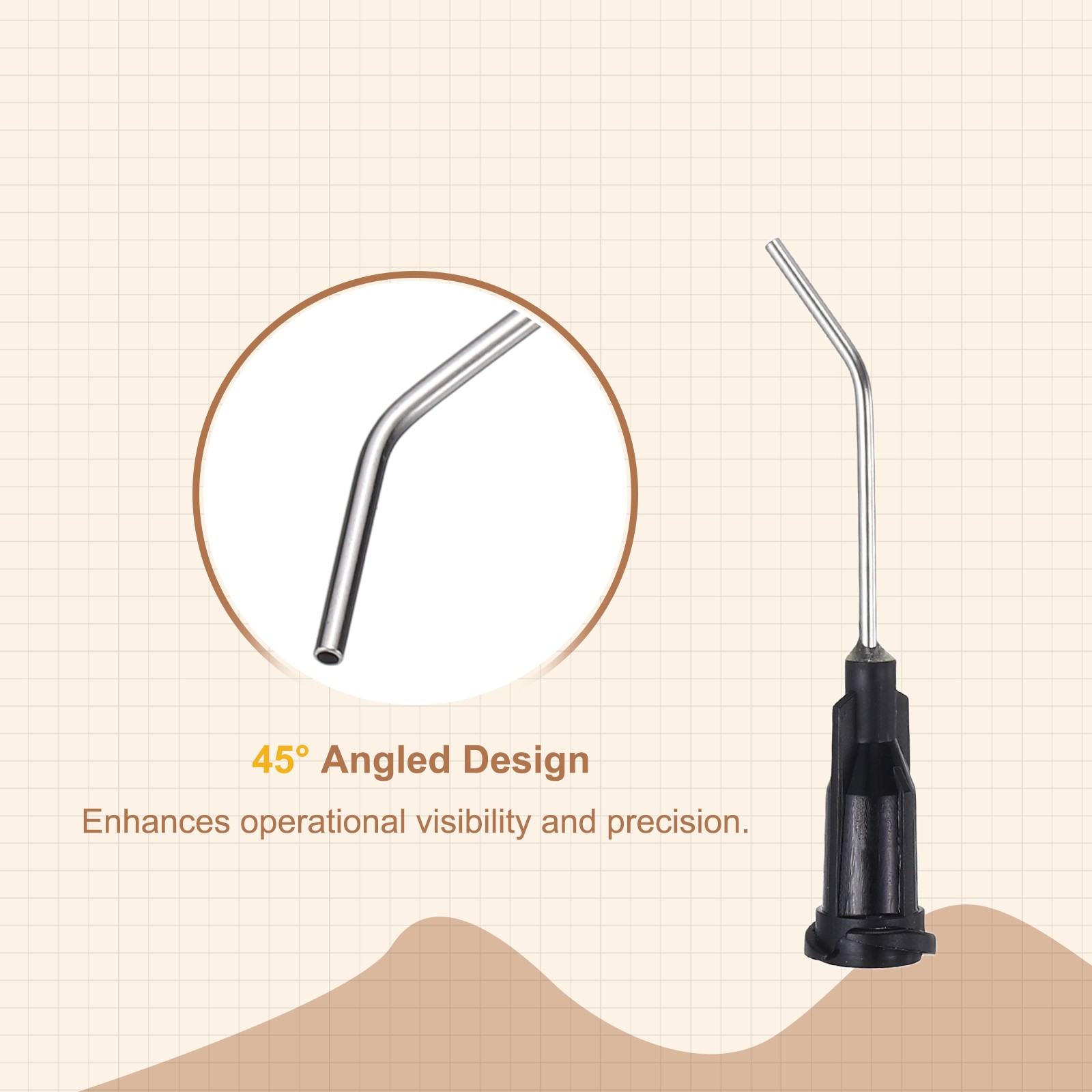 66Pcs 1Inch 19Ga 45° Angled Dispensing Needles, Black