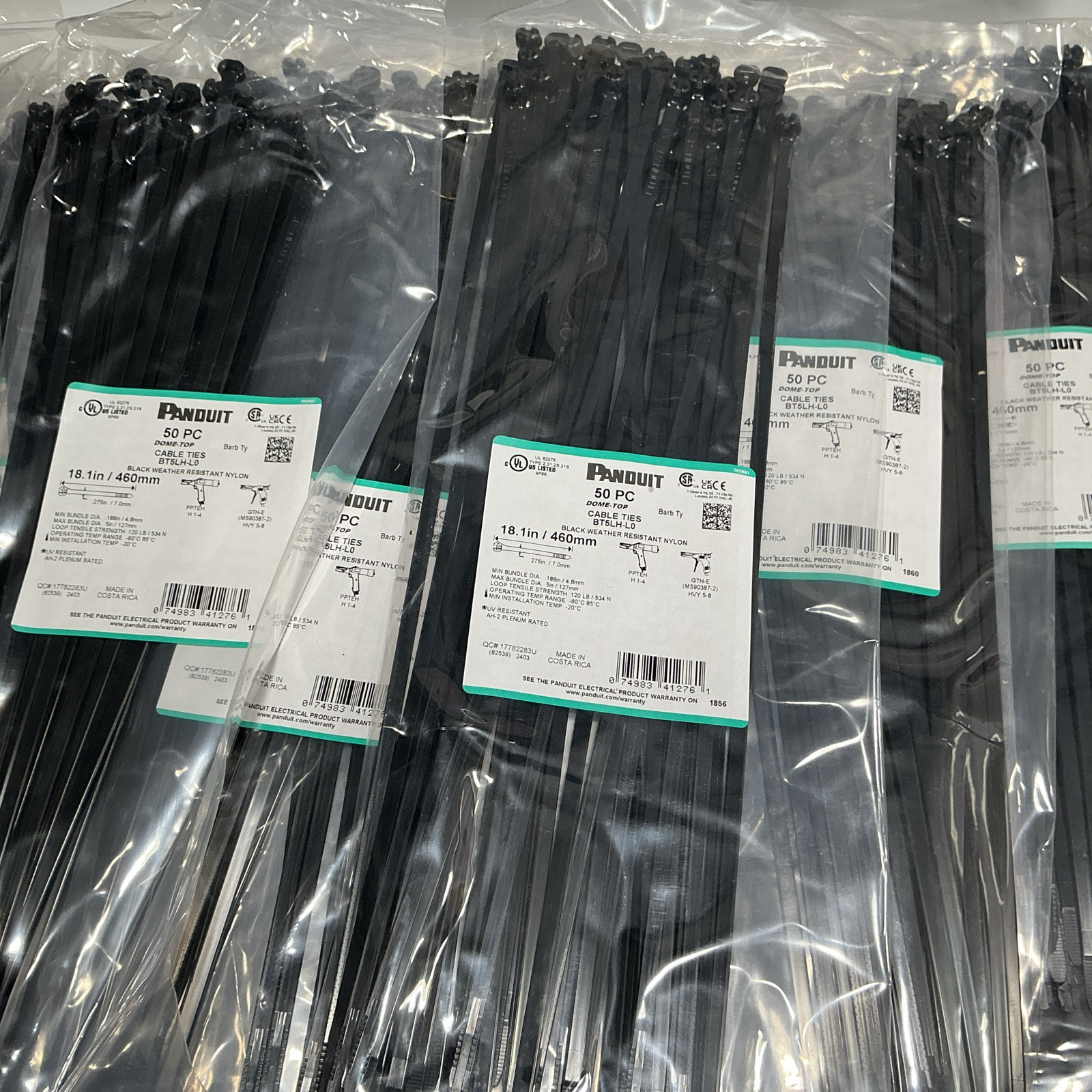 17- Panduit BTL5H-L0 Black Cable Tie, (50/bag) 18.1in / 460mm (Total QTY 850Pcs)