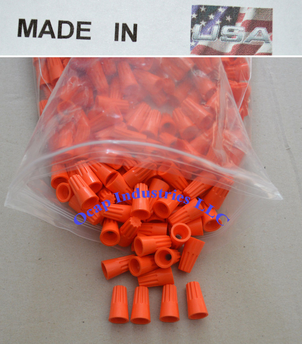 ORANGE WIRE CONNECTOR BARREL STYLE – 1000 PACK 22-14 gauge Made in USA UL Listed