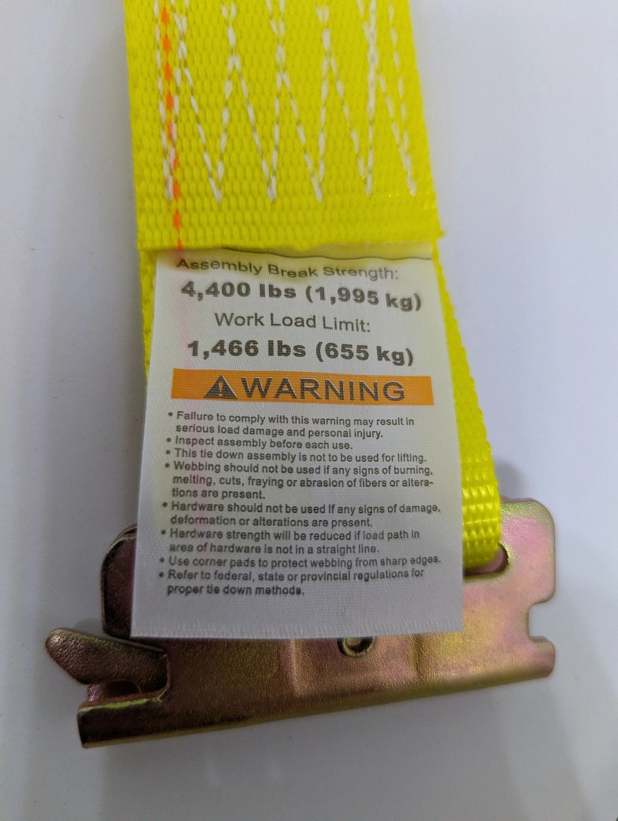 6″ E-Track Rope Tie Off – Yellow | 4,400 lbs. BS