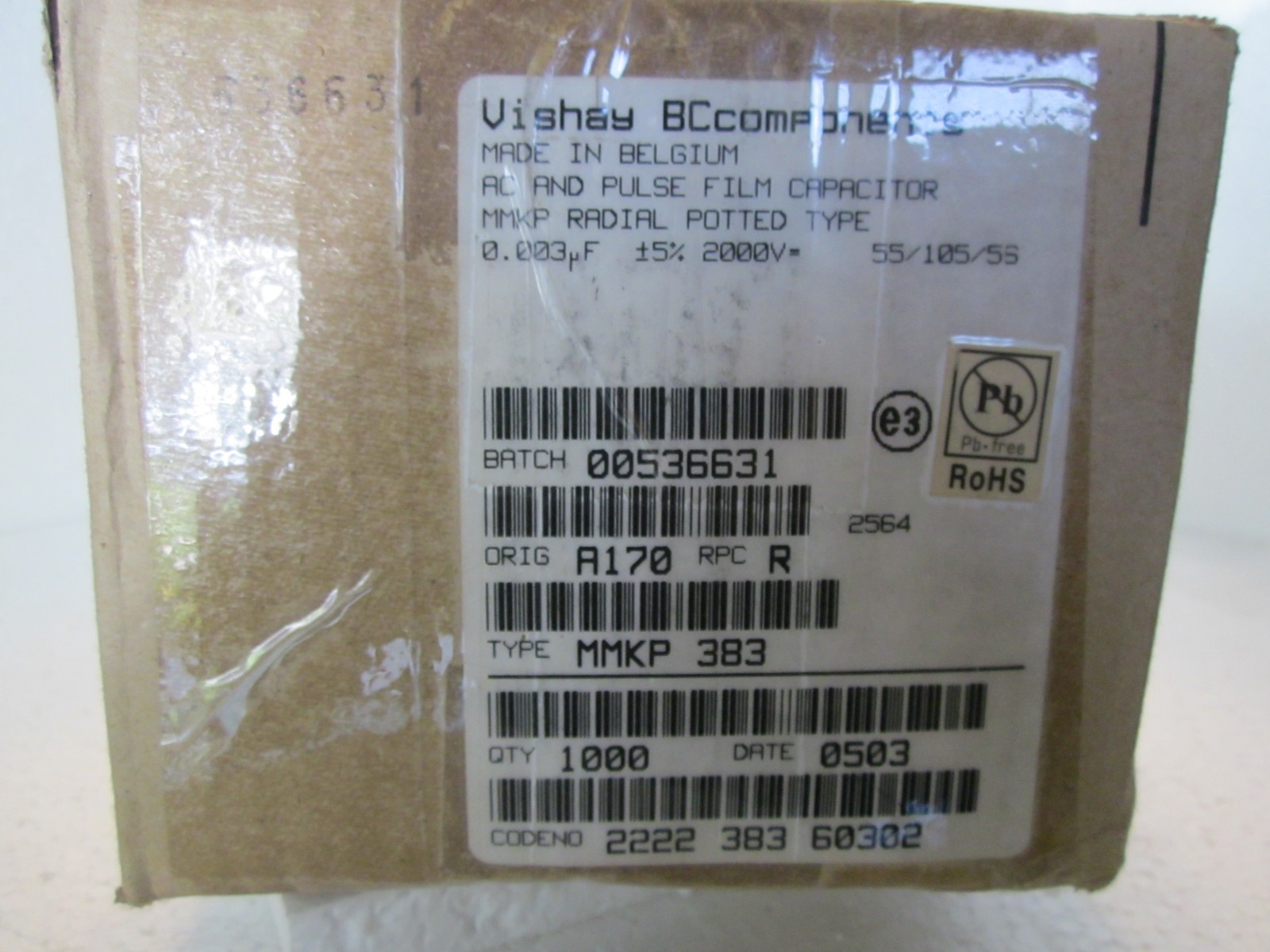BC Components / Vishay 0.003uF, 2000V, MMKP Radial Potted Capacitor 5%