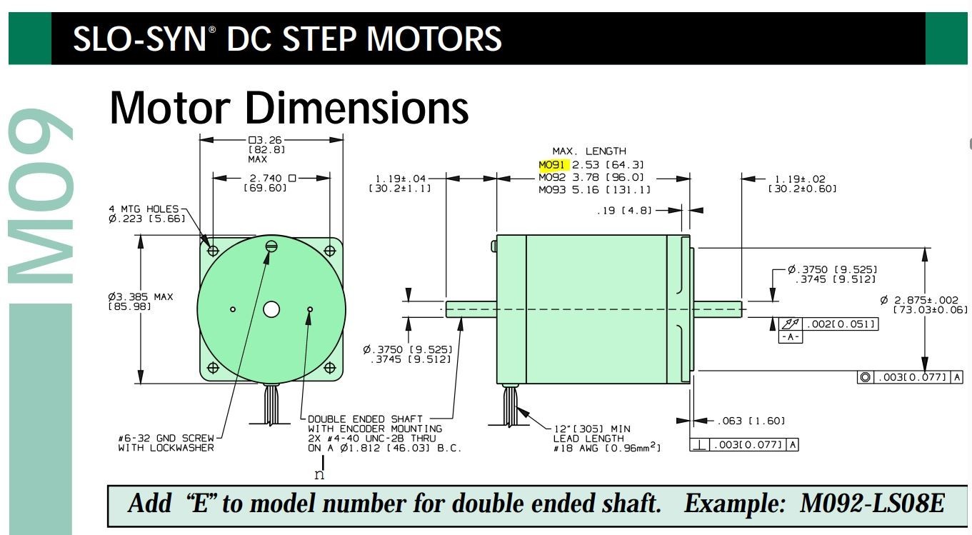 Superior Electric M091-LE09E /Old # MO91-FD-8109E Slo-Syn Stepper Motor (Lk12F)