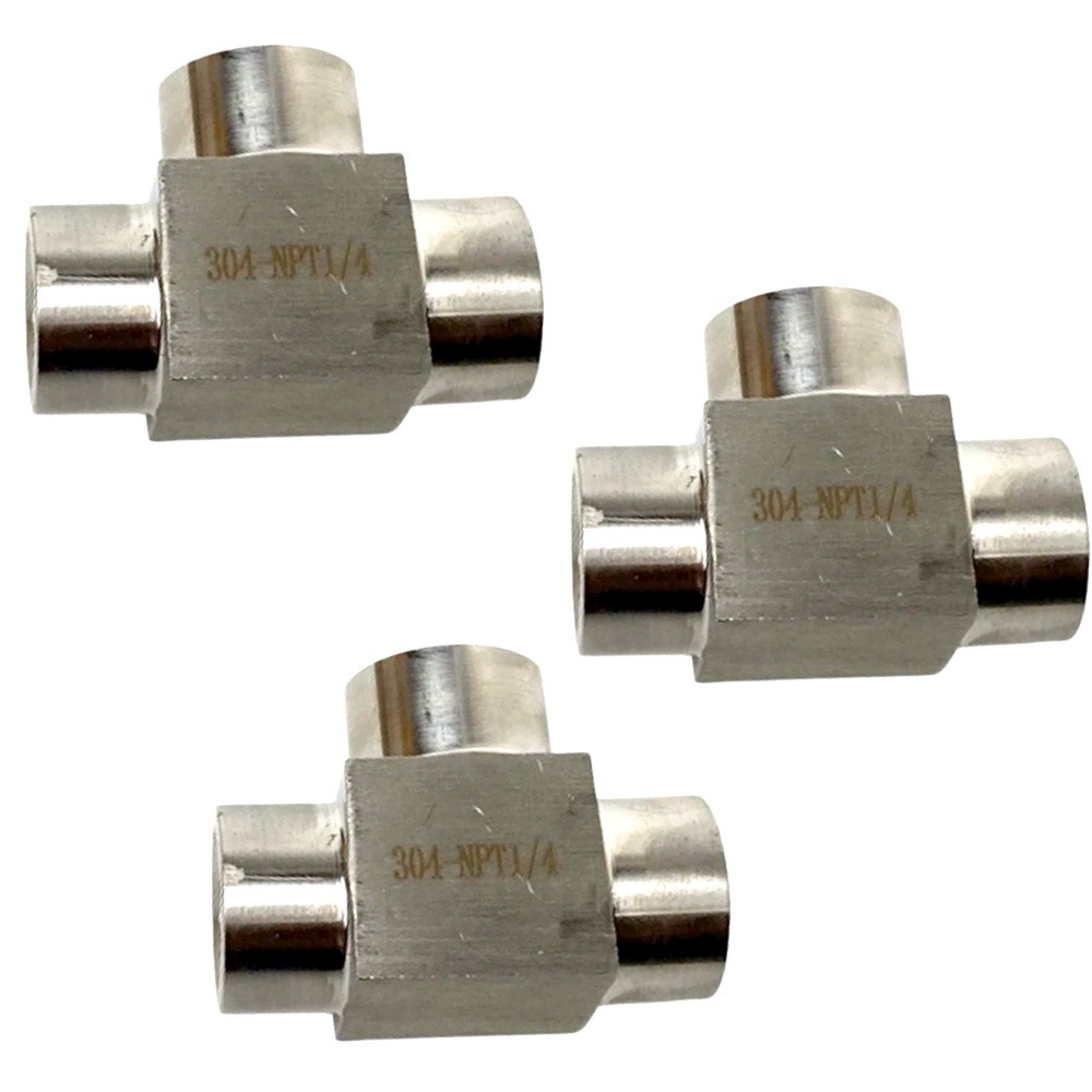 3Pcs 1/4″ Tee T 3 way Female 304 SS Threaded Connector Pipe Fitting NPT USA